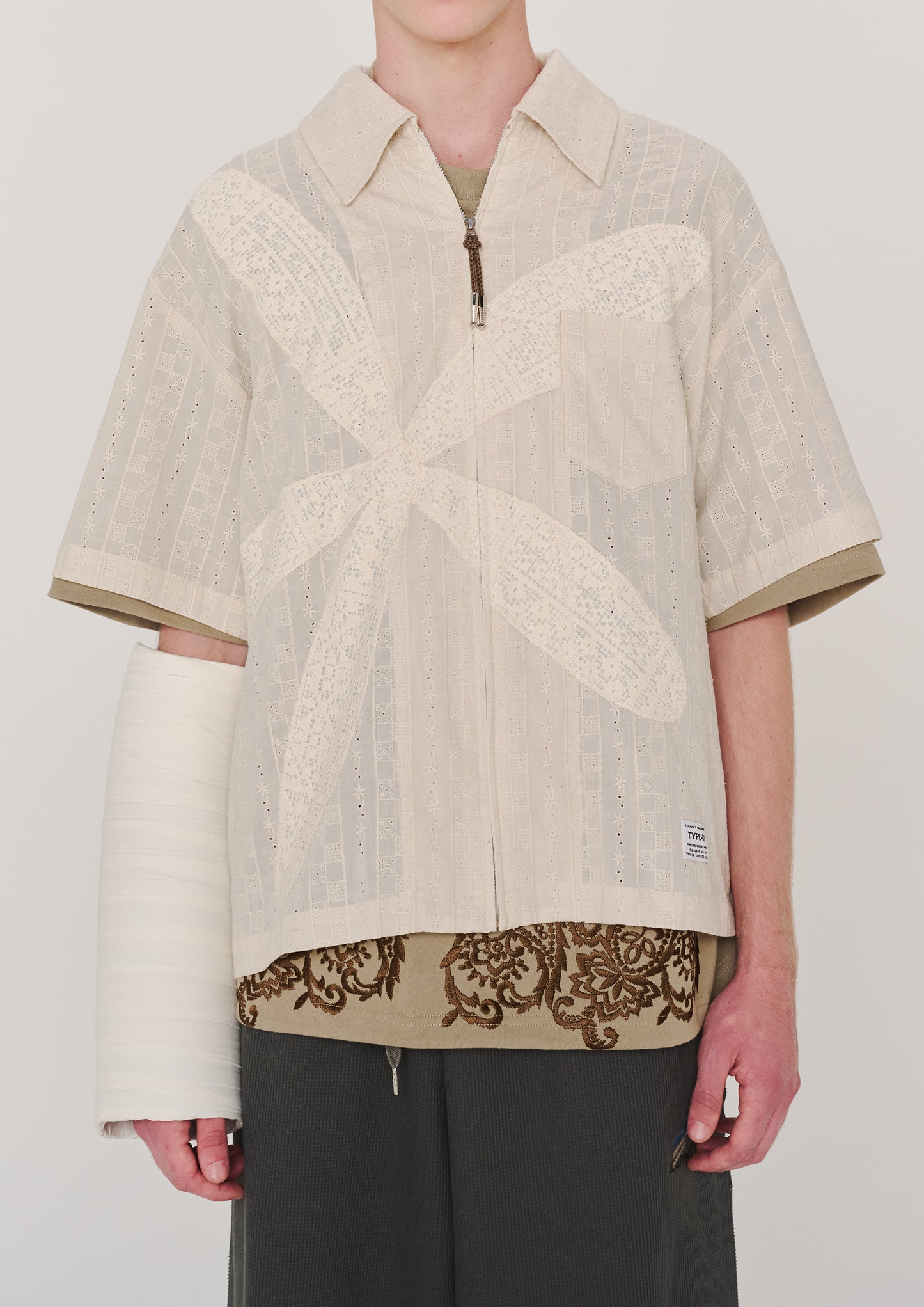 elephant TRIBAL fabrics odd FLOWER ZIP SHIRT