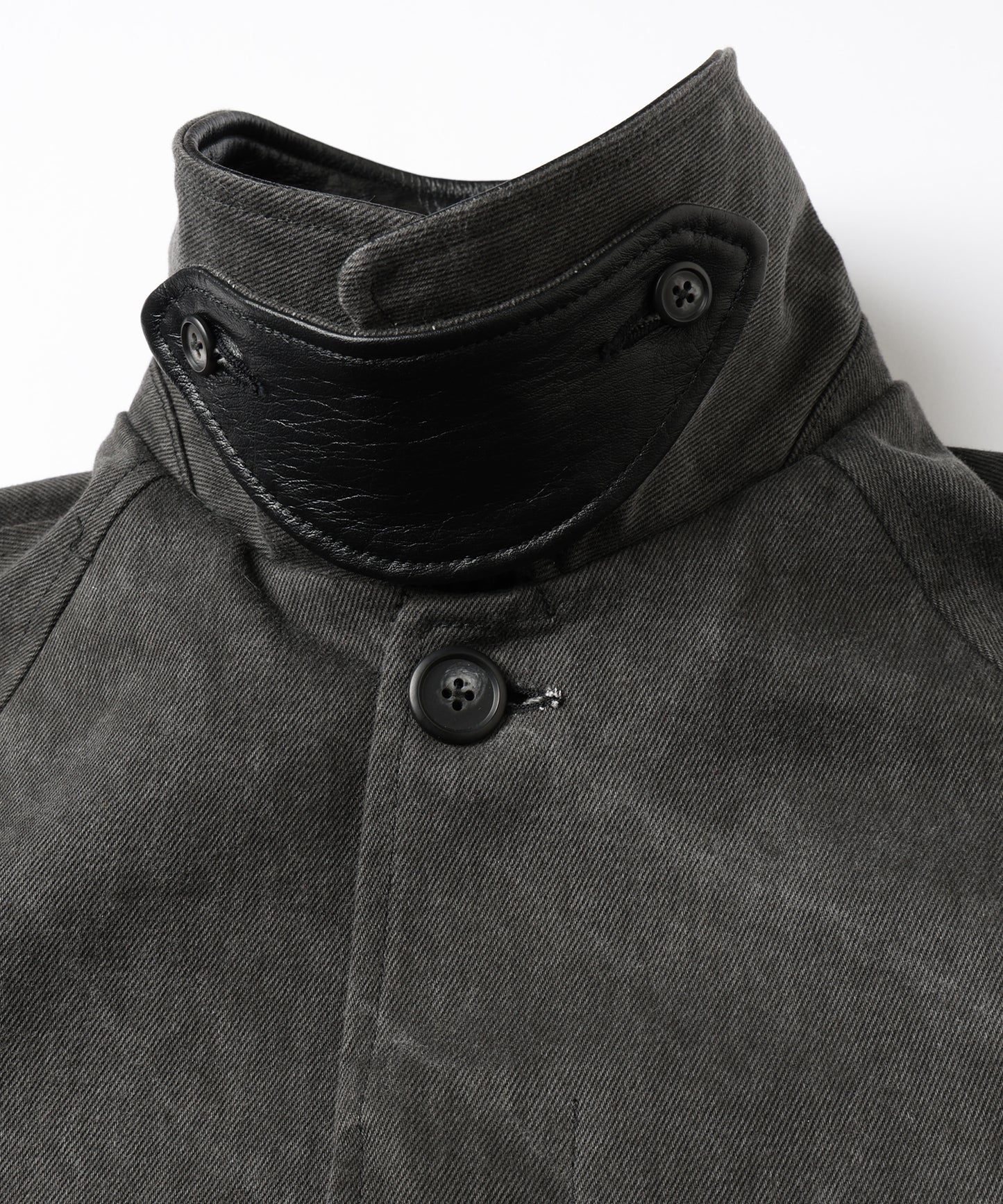 LEATHER COLLAR FADE OVER COAT