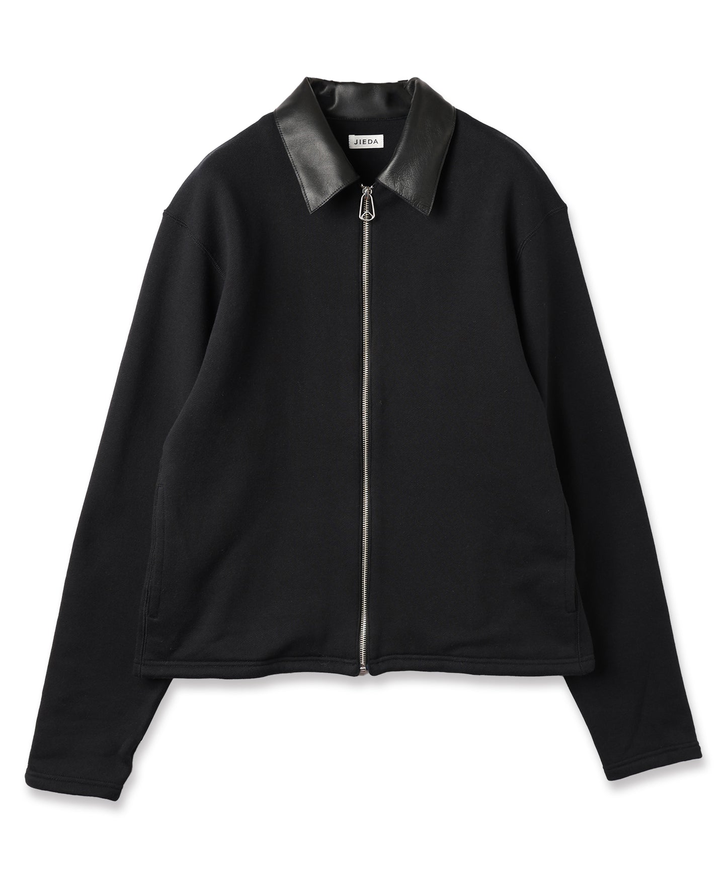 LEATHER COLLAR SWEAT ZIP JACKET