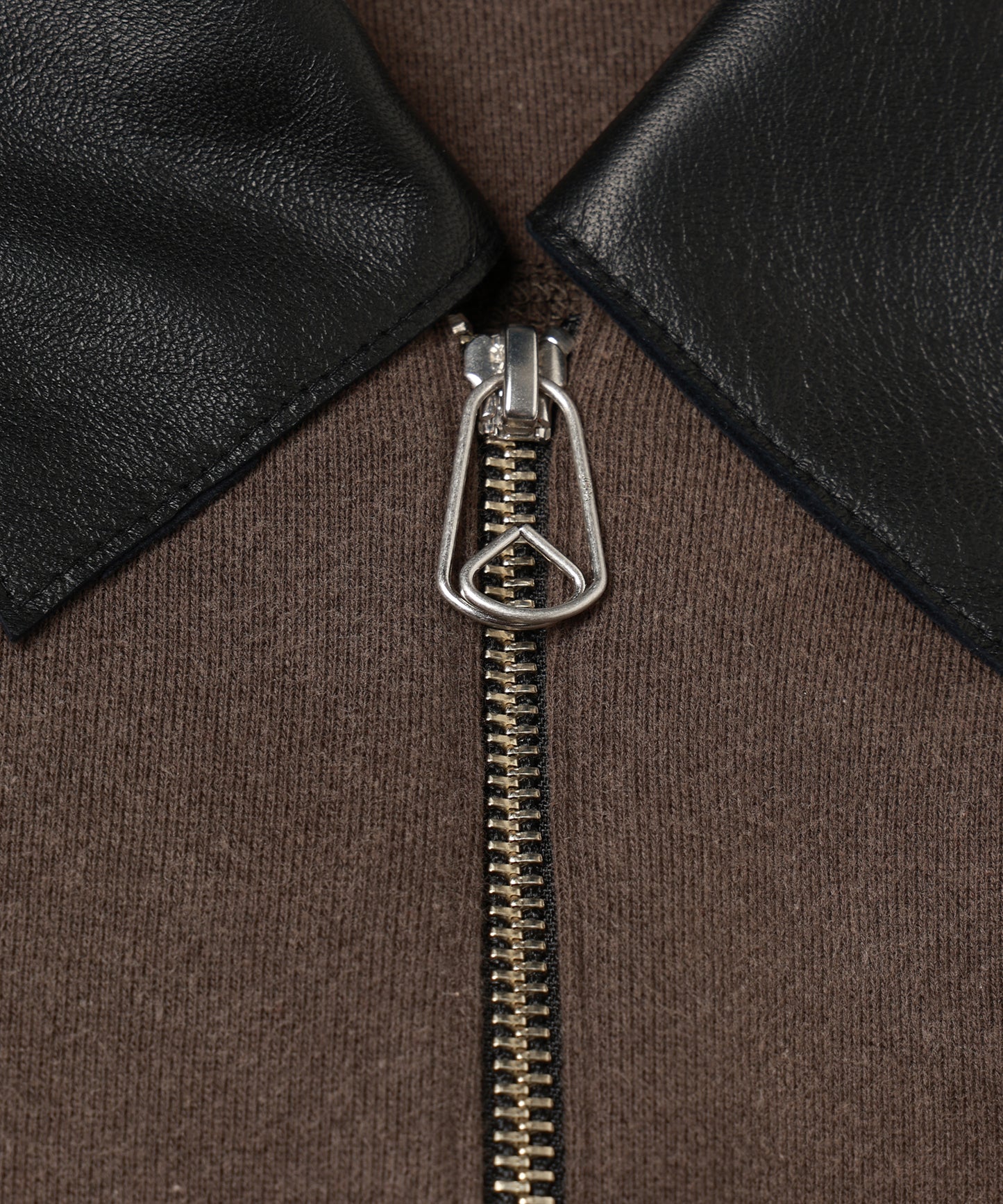 LEATHER COLLAR FADE SWEAT ZIP JACKET