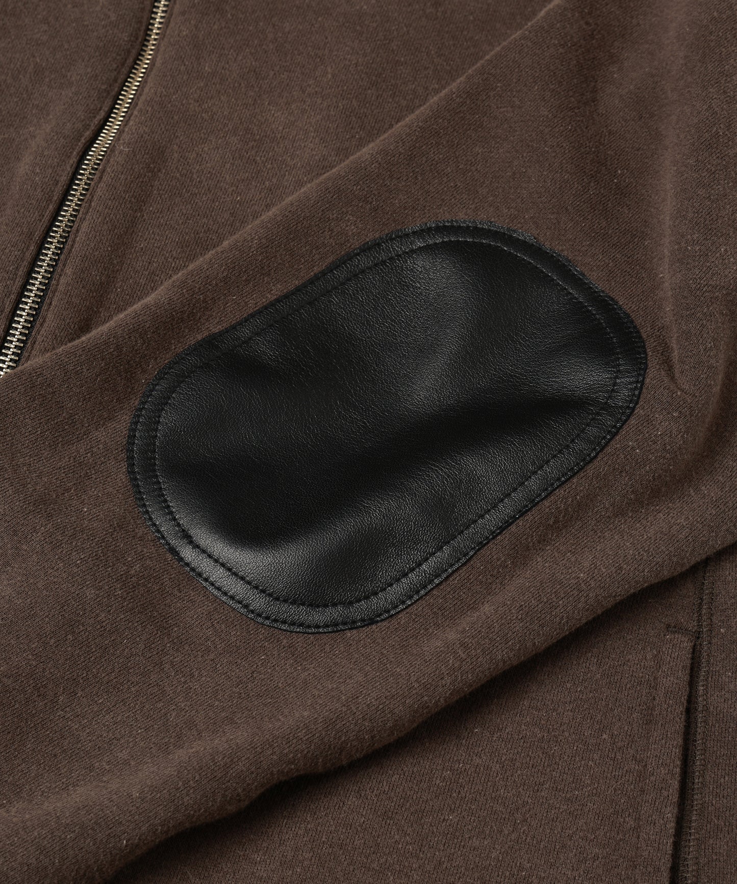LEATHER COLLAR FADE SWEAT ZIP JACKET