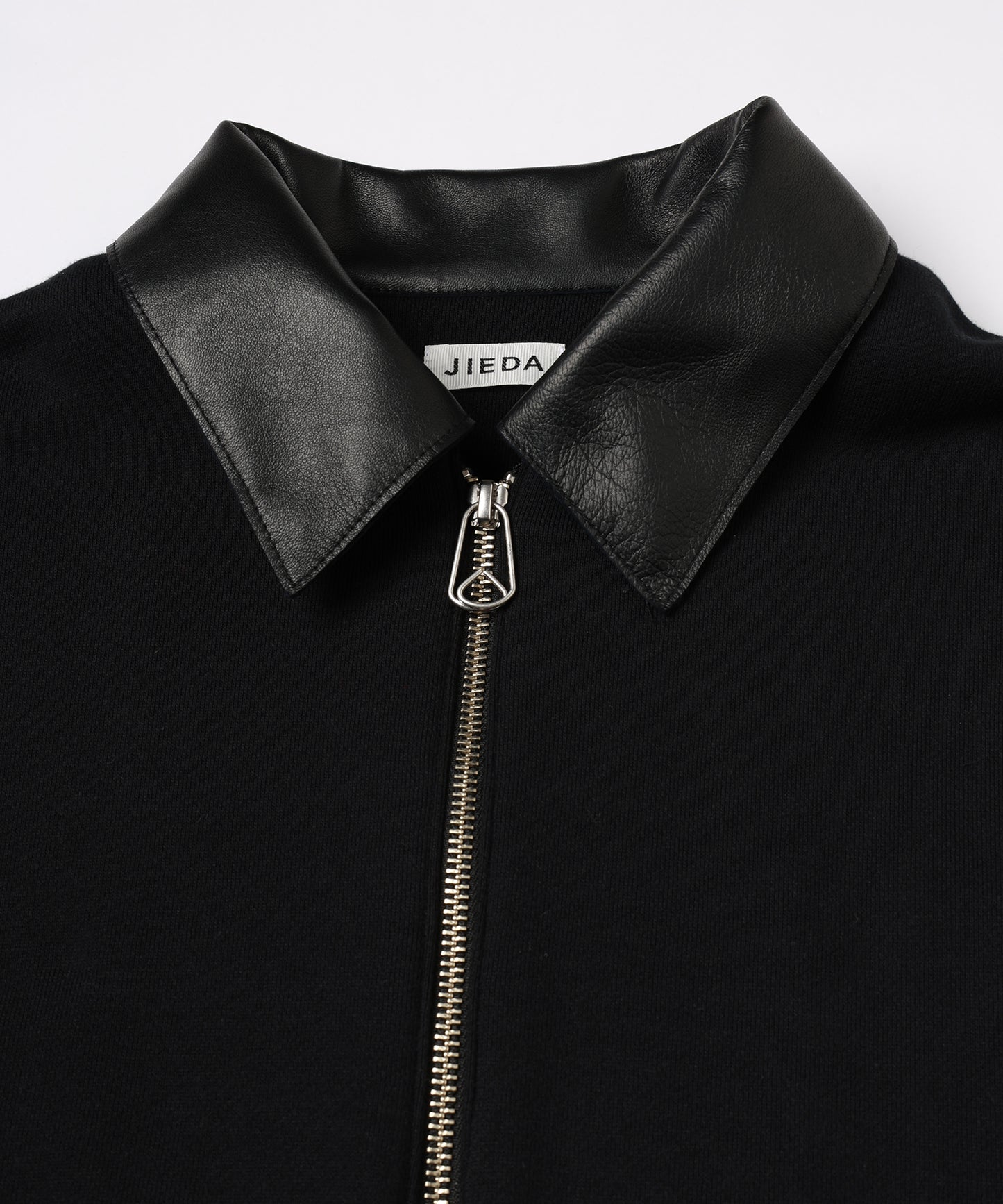 LEATHER COLLAR SWEAT ZIP JACKET
