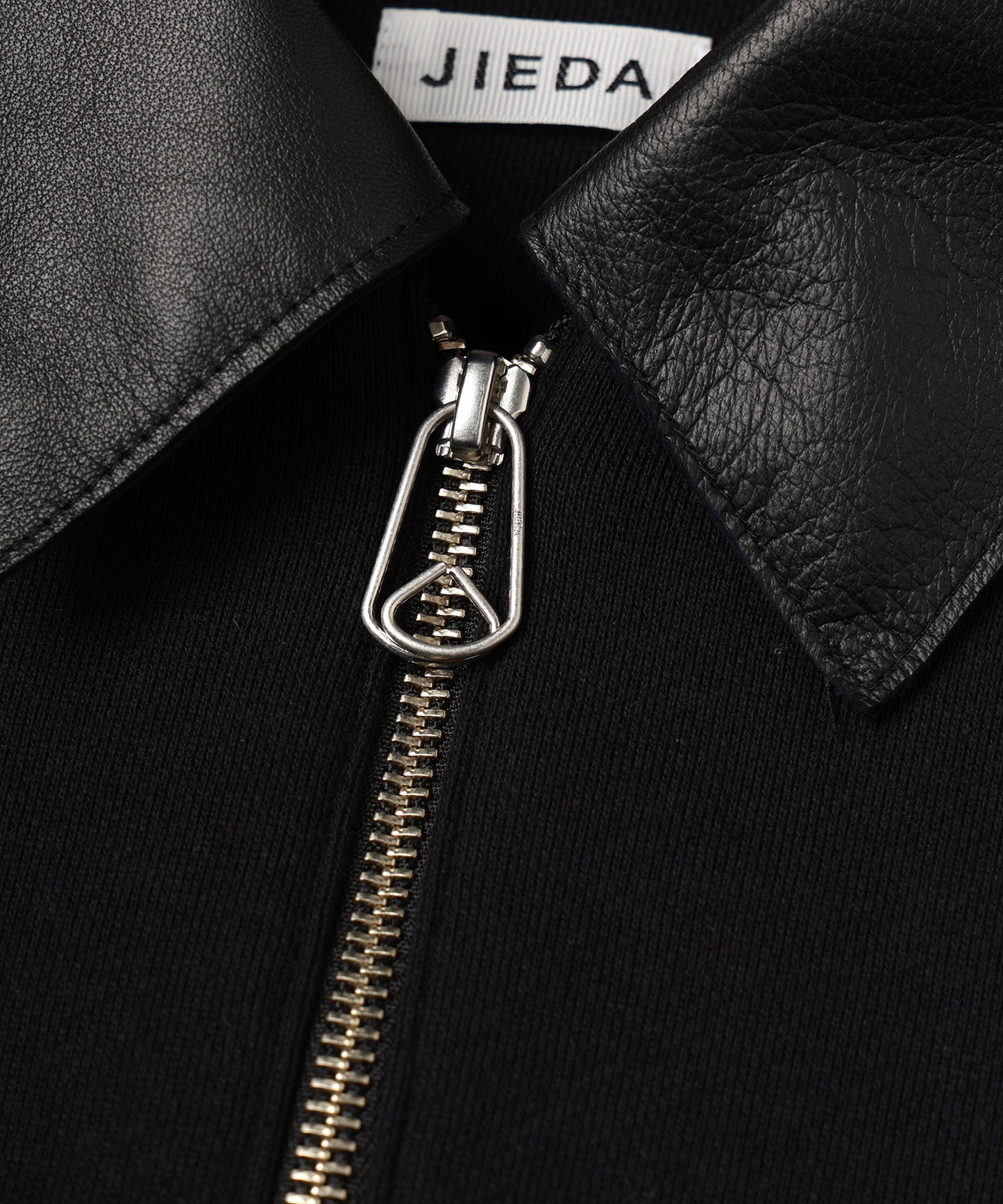LEATHER COLLAR SWEAT ZIP JACKET