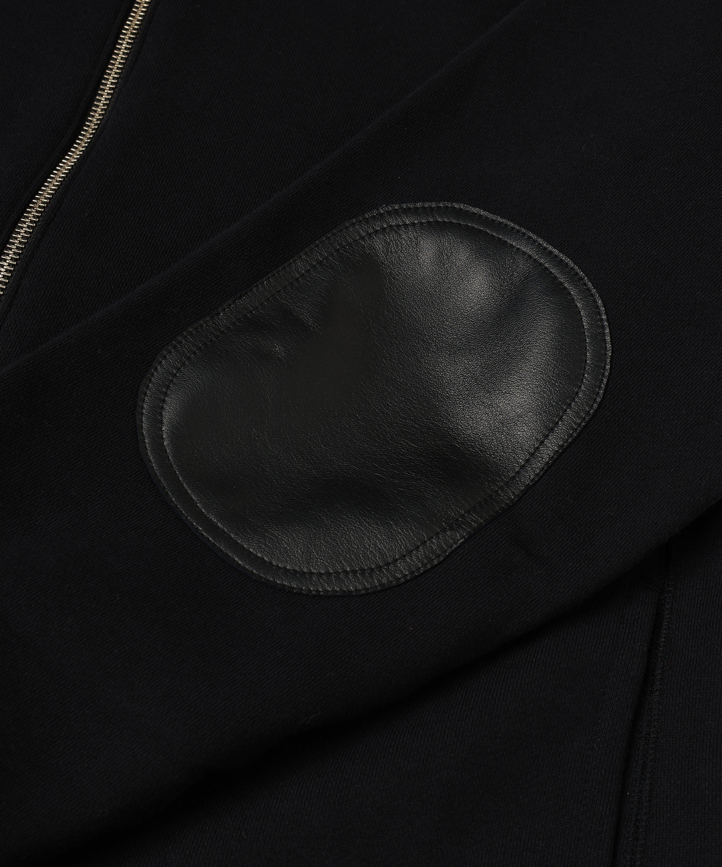 LEATHER COLLAR SWEAT ZIP JACKET
