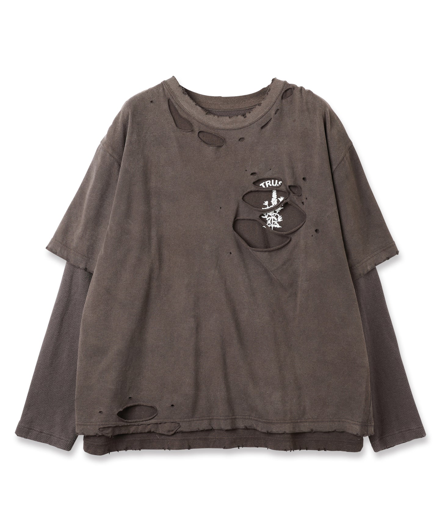 WAFFLE DAMAGE LAYERED L/S