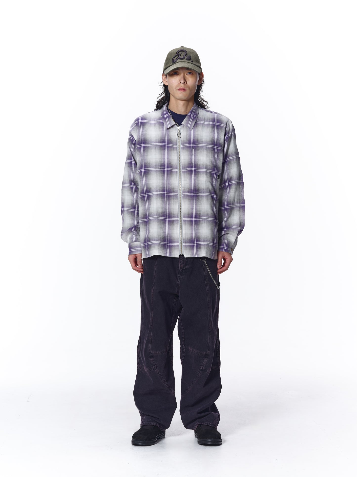 OMBRE CHECK ZIP SHIRT