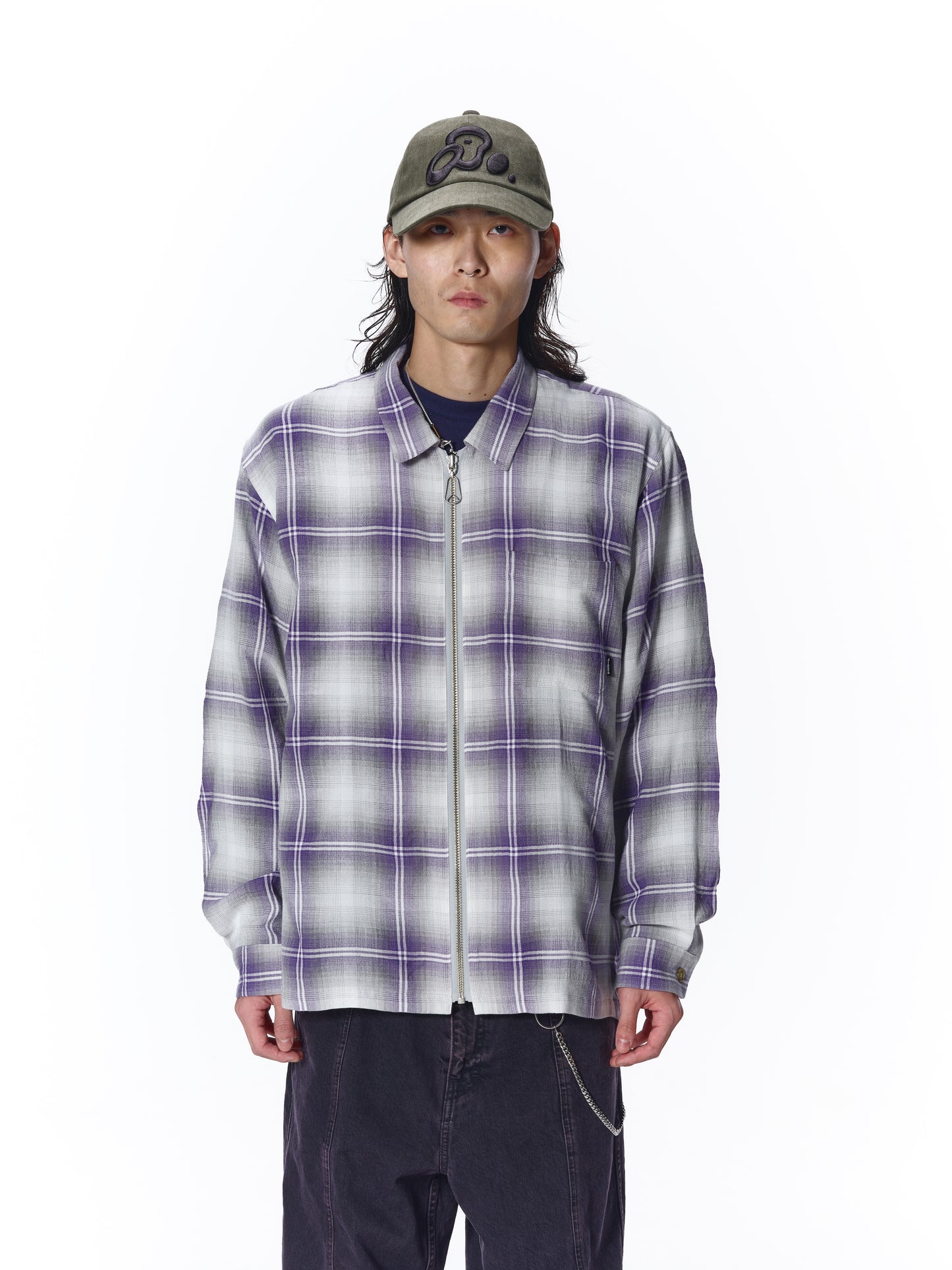 OMBRE CHECK ZIP SHIRT