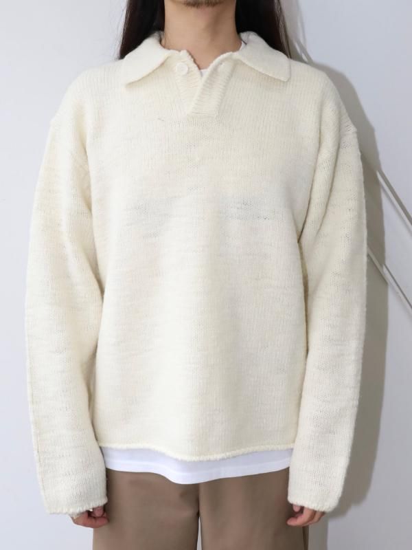 ONE BUTTON COLLAR KNIT