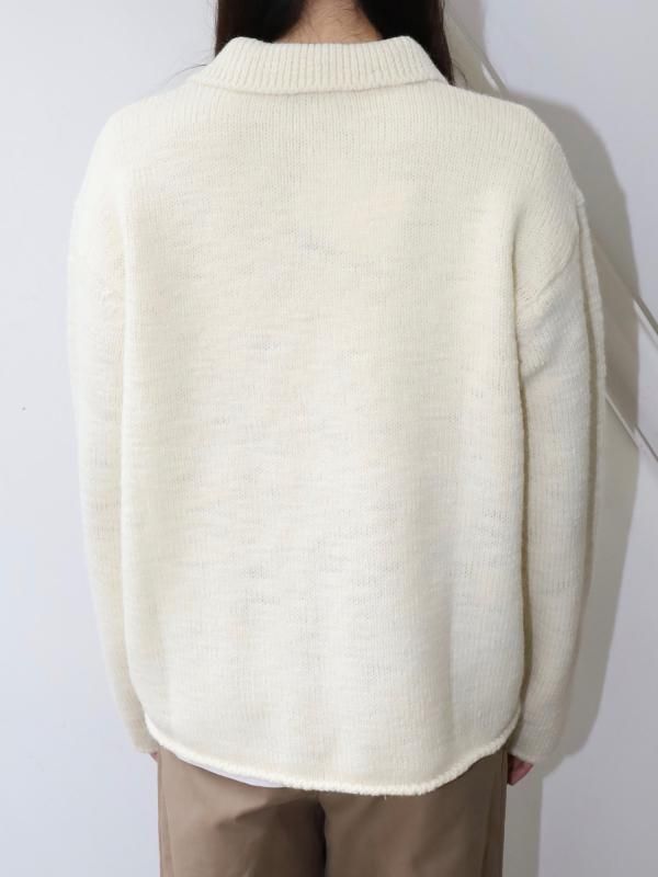 ONE BUTTON COLLAR KNIT