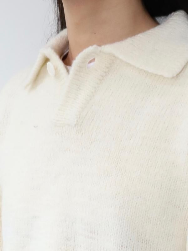 ONE BUTTON COLLAR KNIT