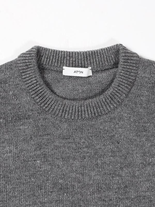 LINEN WOOL TOP CREWNECK SWEATER
