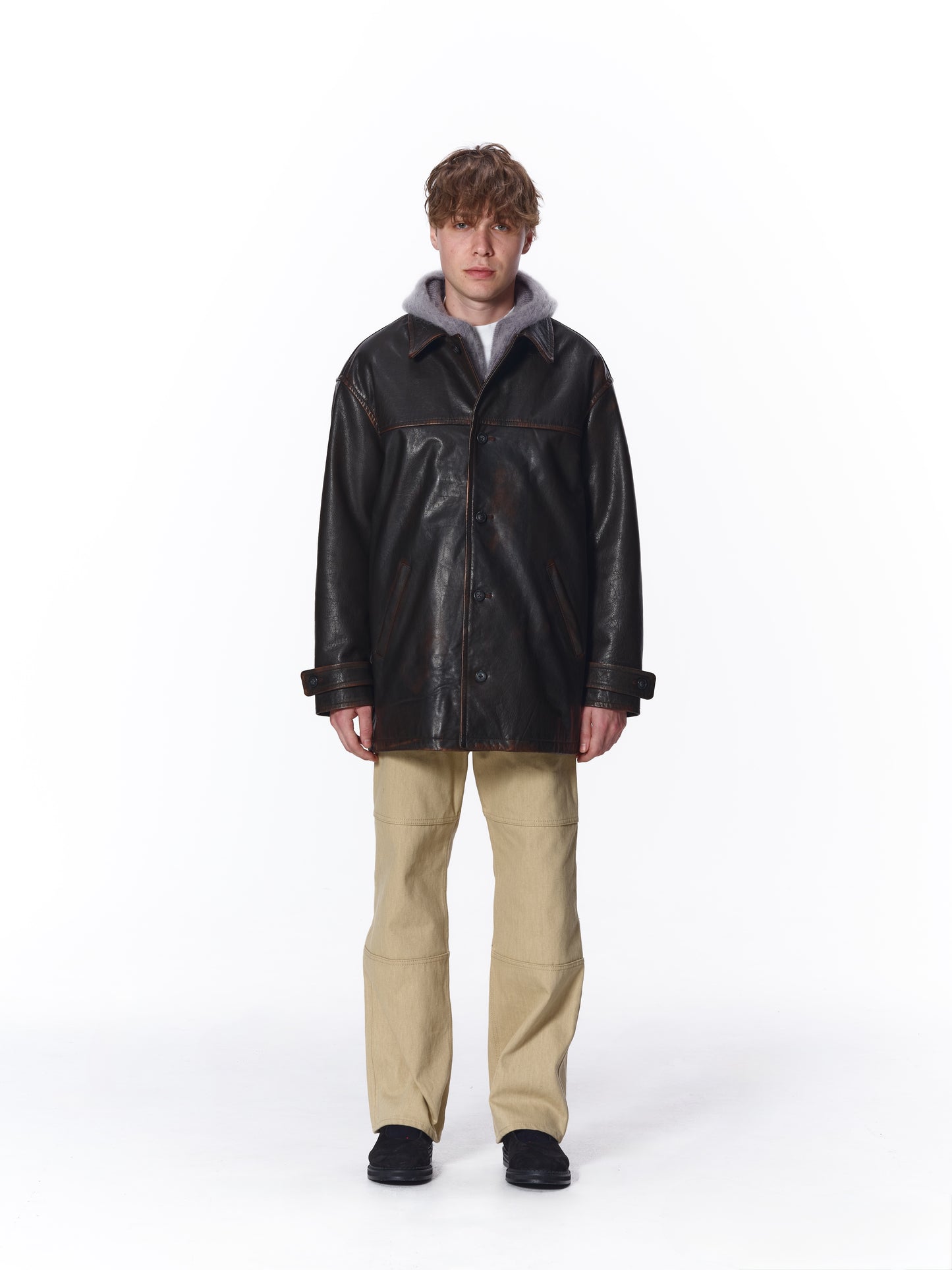LEATHER CAR COAT