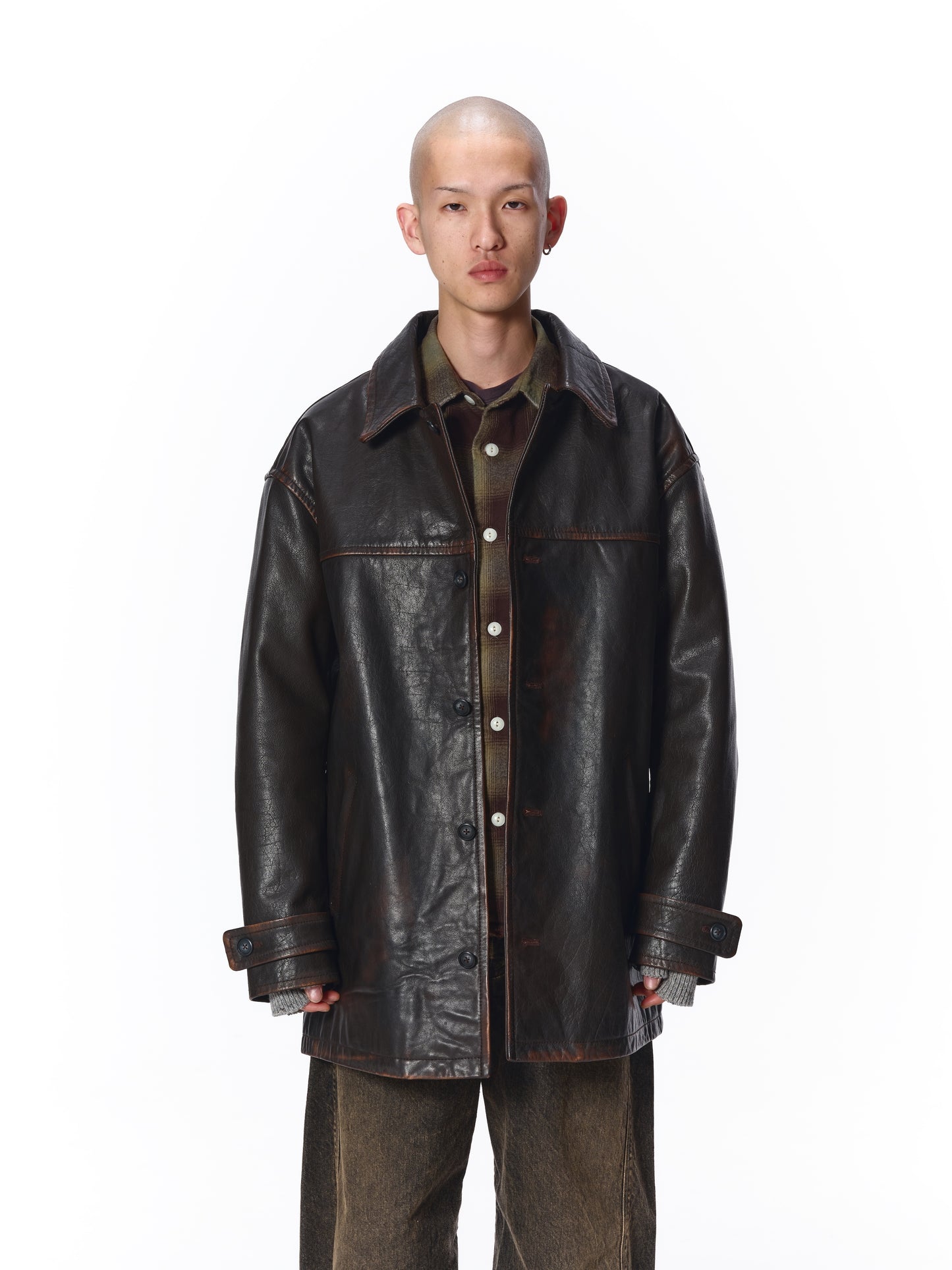 LEATHER CAR COAT