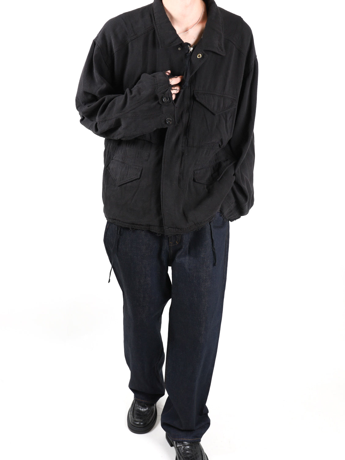 ANCELLM SILK SUEDE FIELD JACKET