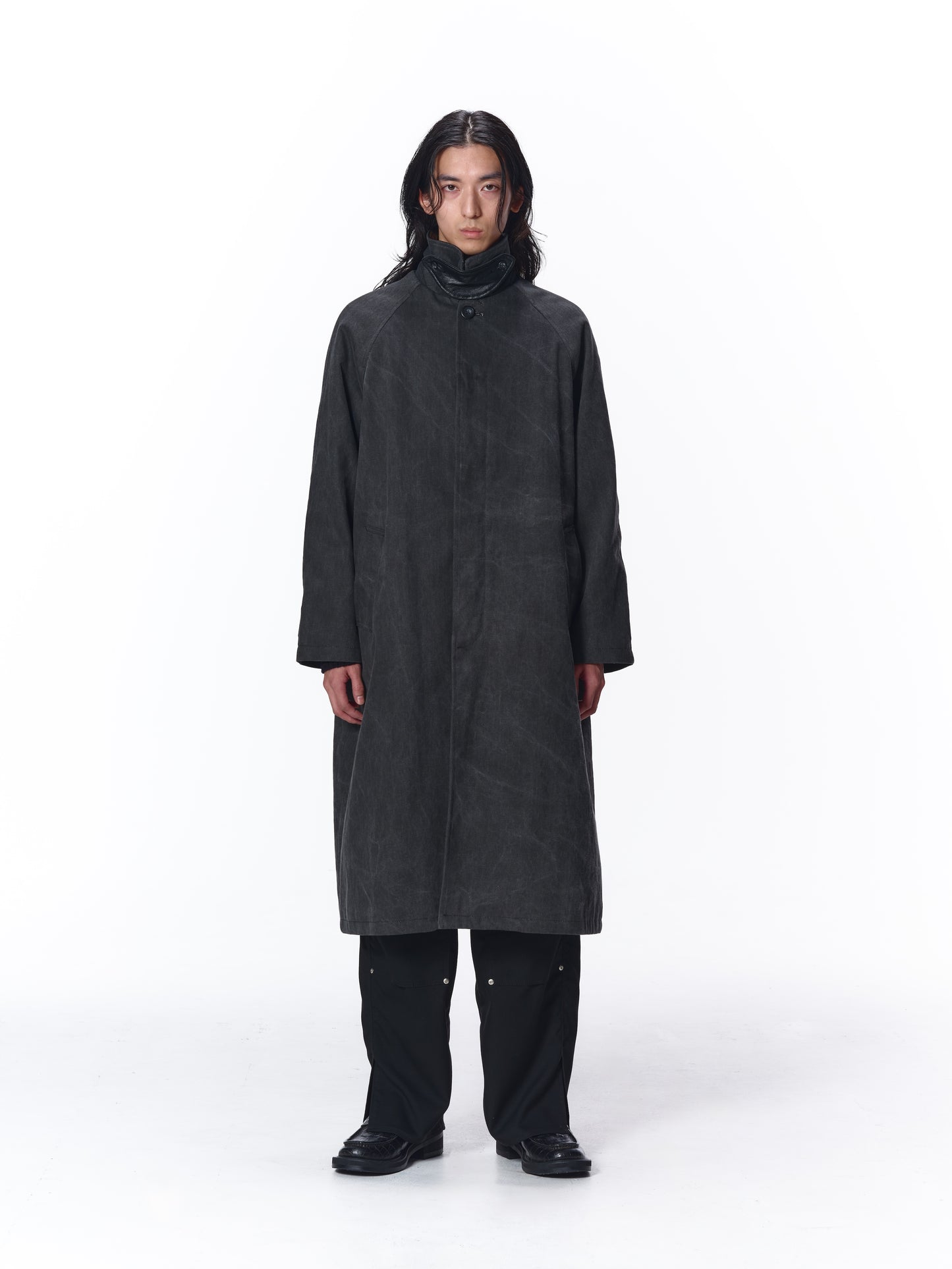 LEATHER COLLAR FADE OVER COAT