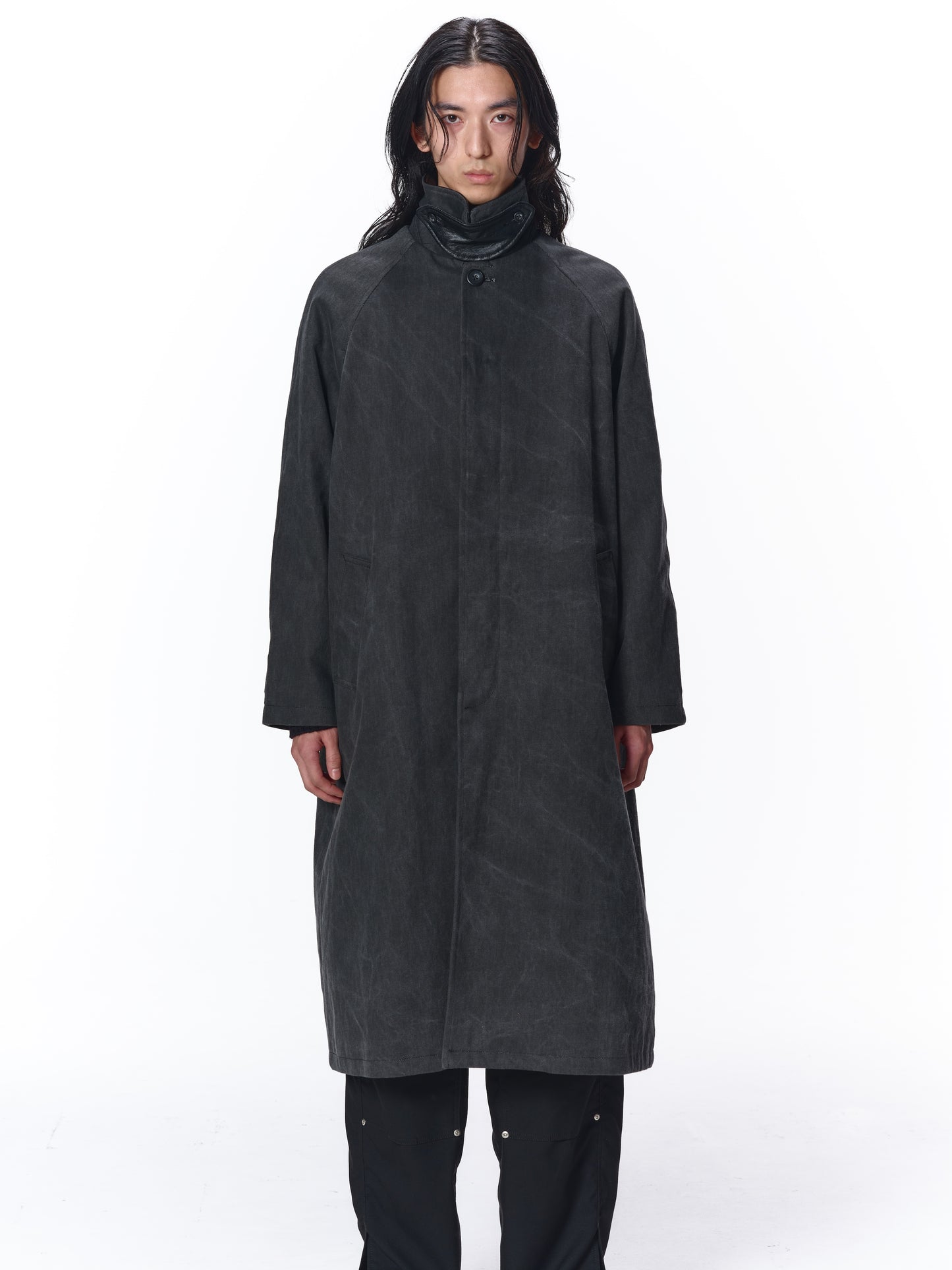 LEATHER COLLAR FADE OVER COAT