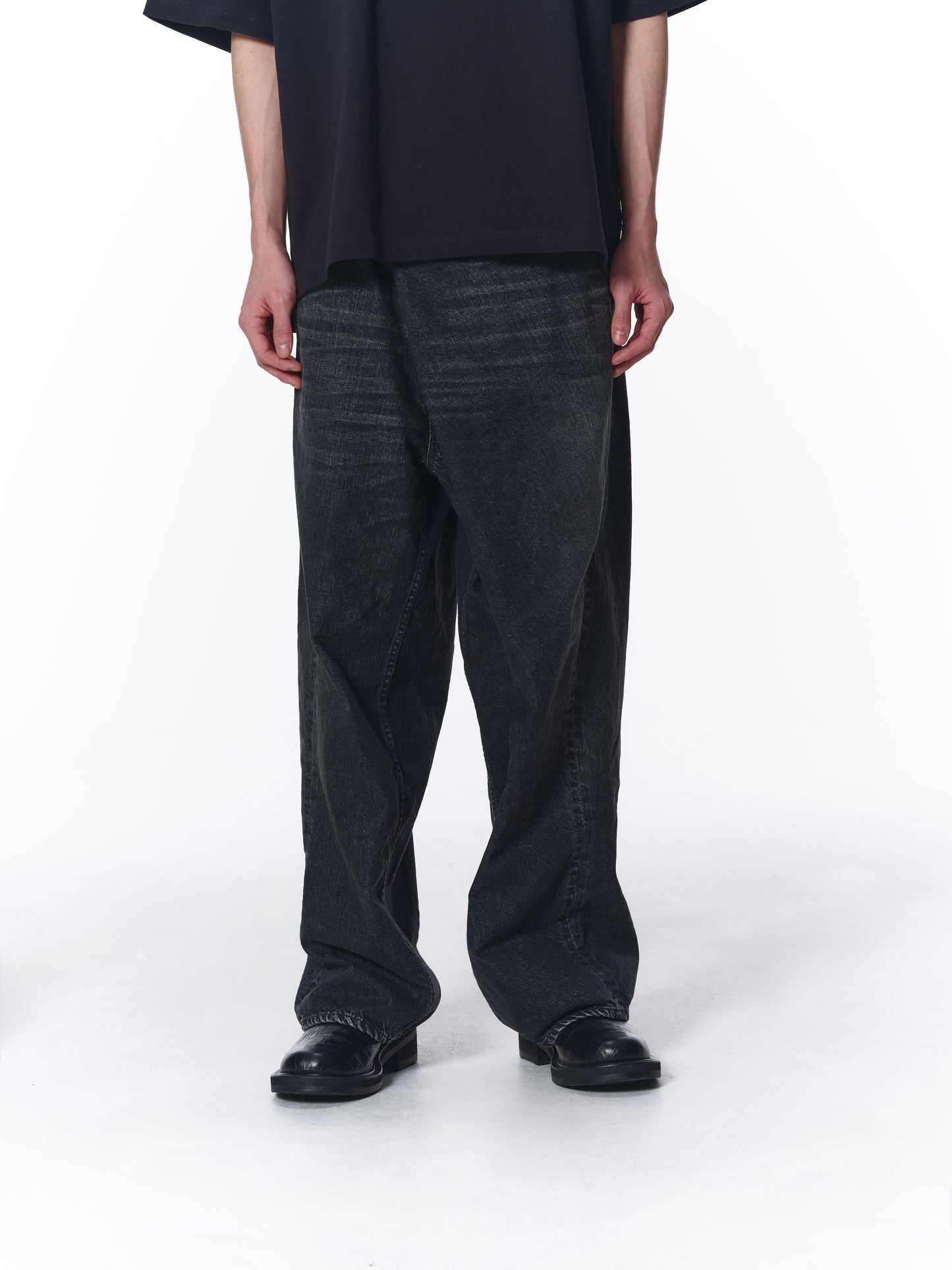 OVER WRAP DENIM PANTS