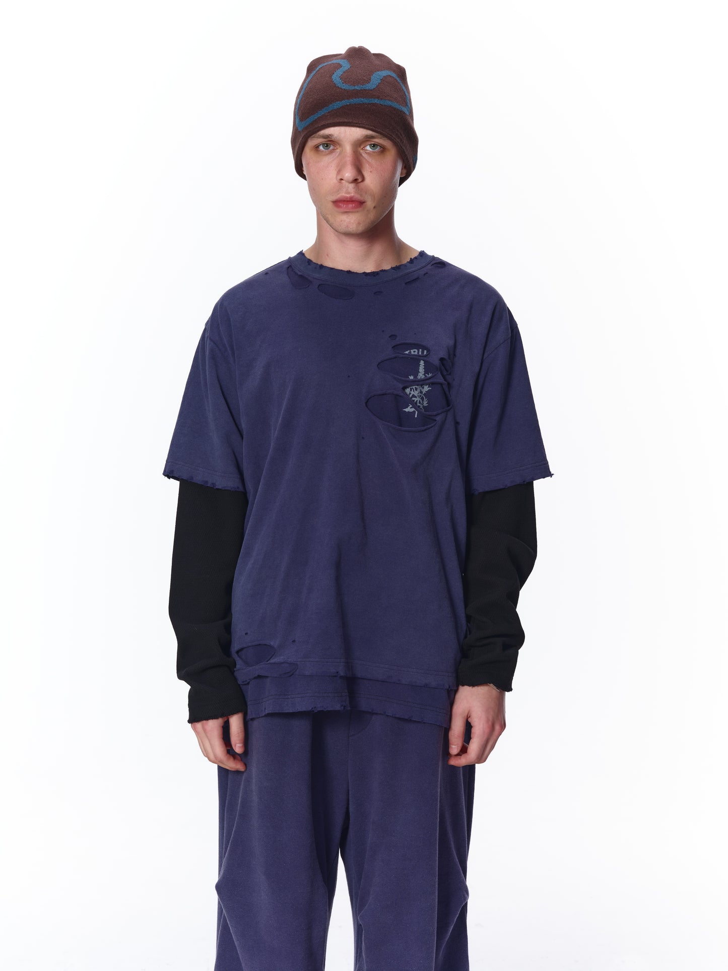 WAFFLE DAMAGE LAYERED L/S