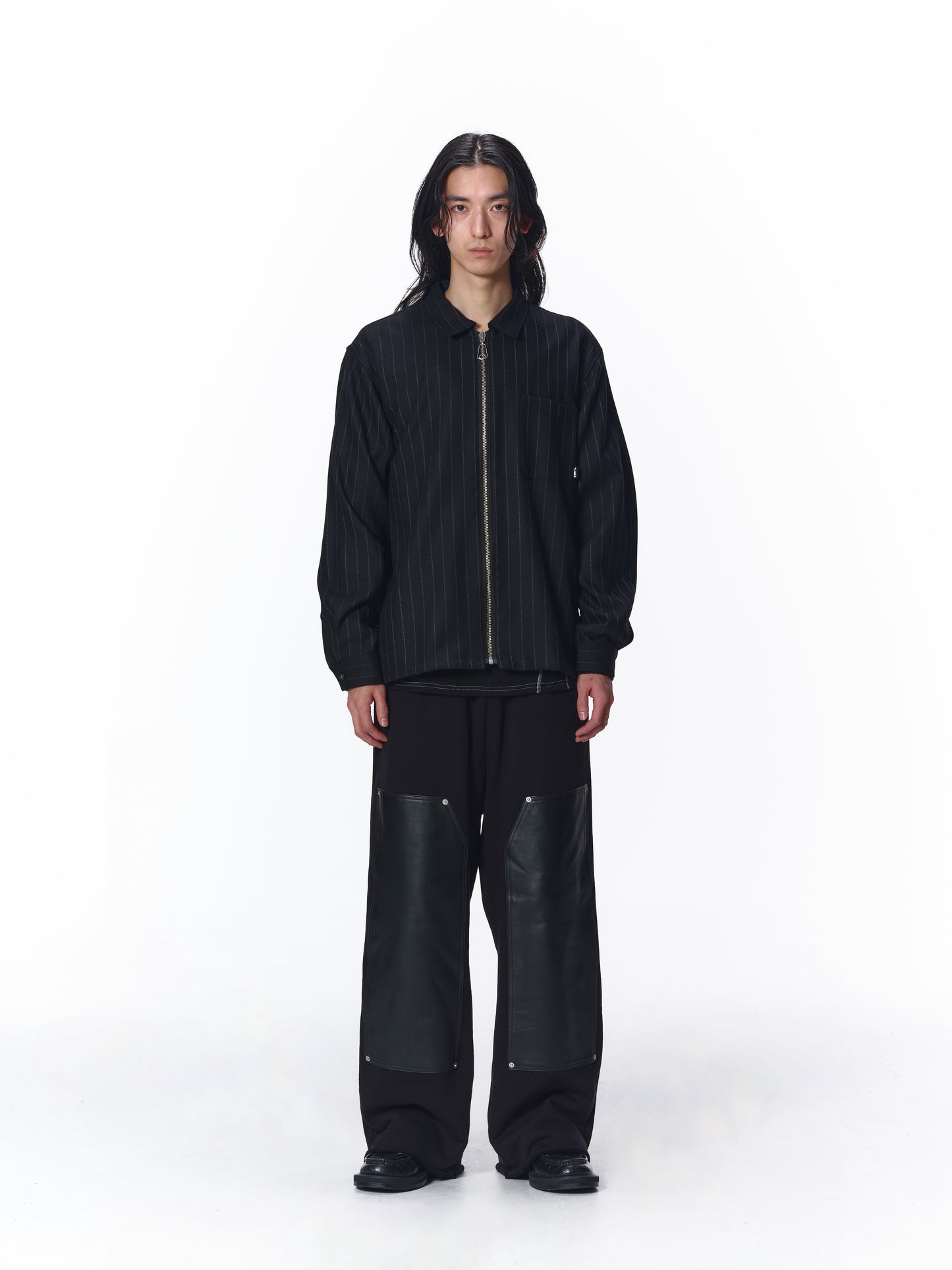 WOOL STRIPE ZIP SHIRT