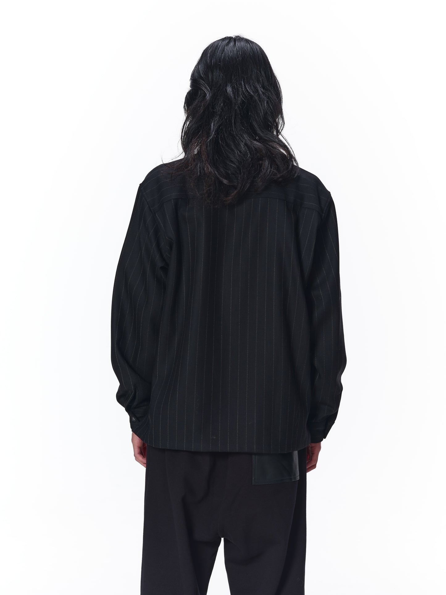 WOOL STRIPE ZIP SHIRT