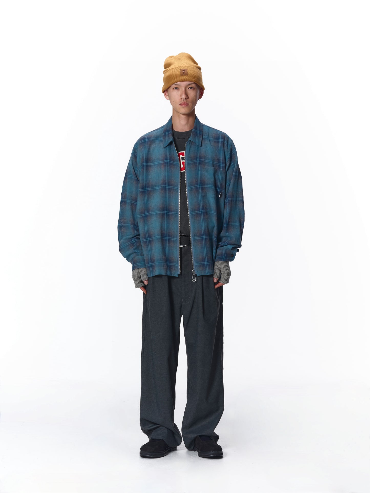 OMBRE CHECK ZIP SHIRT