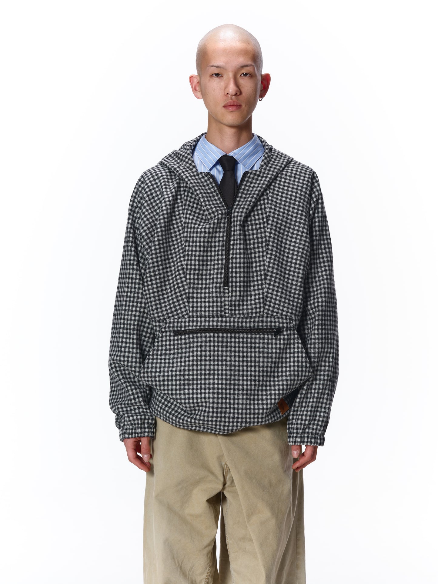 CHECK PULLOVER PARKA