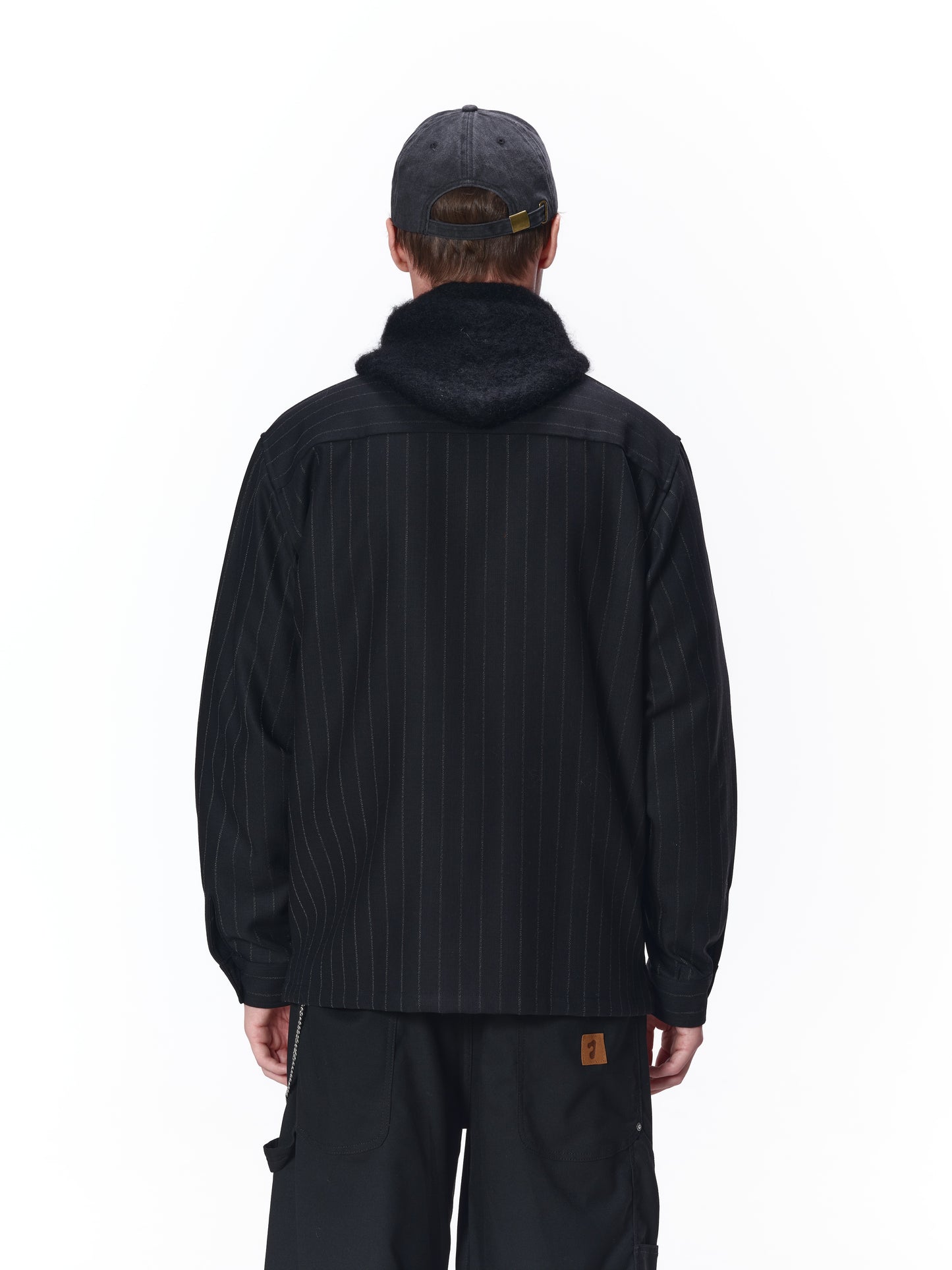 WOOL STRIPE ZIP SHIRT