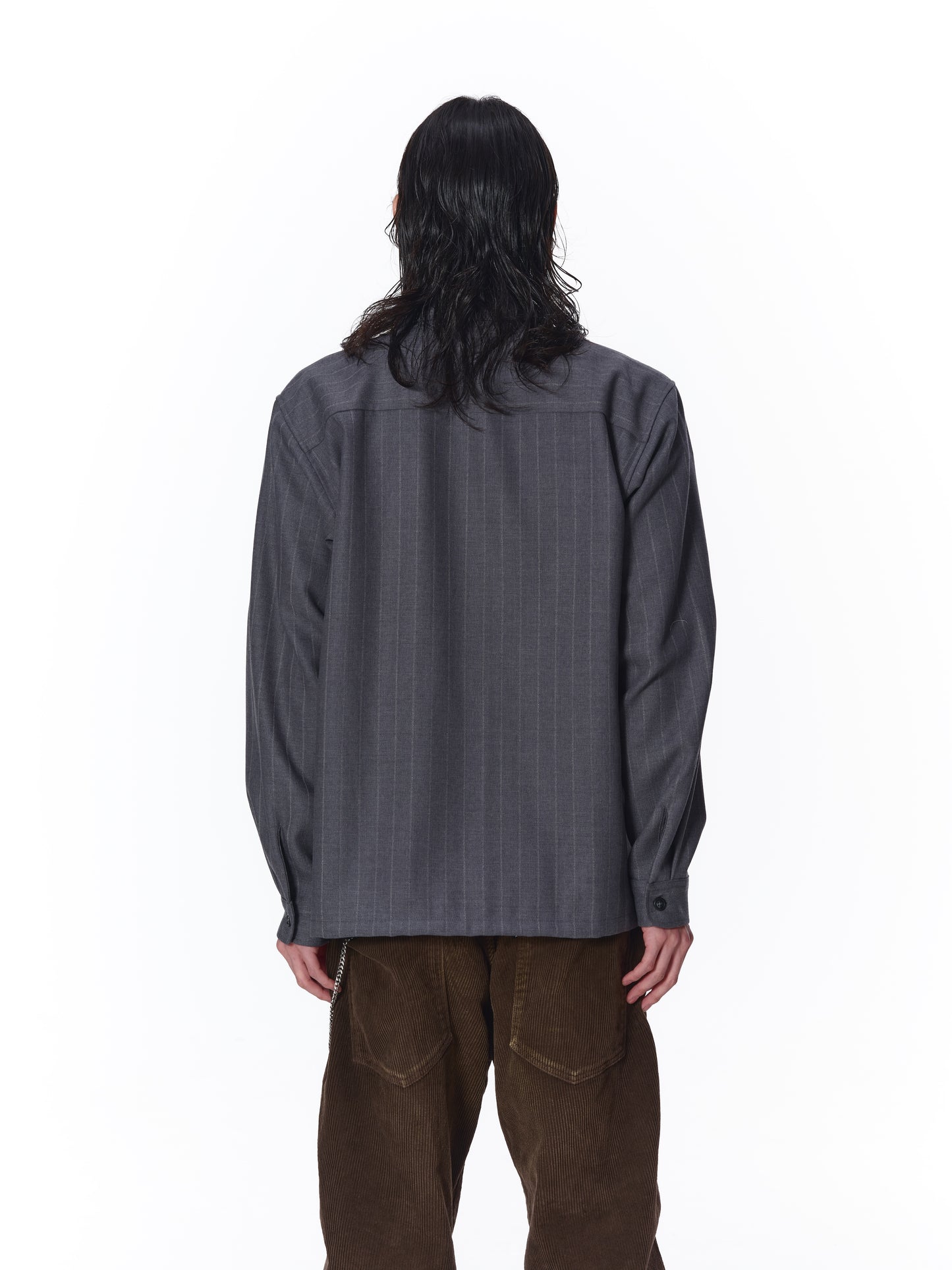 WOOL STRIPE ZIP SHIRT