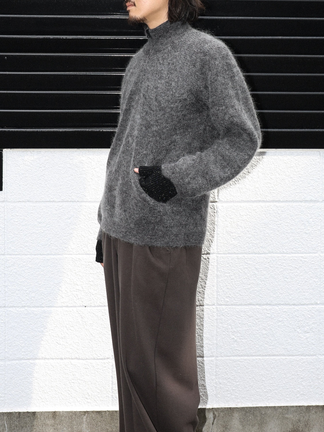 ESSENCE MOHAIR MIXED KNIT TOP
