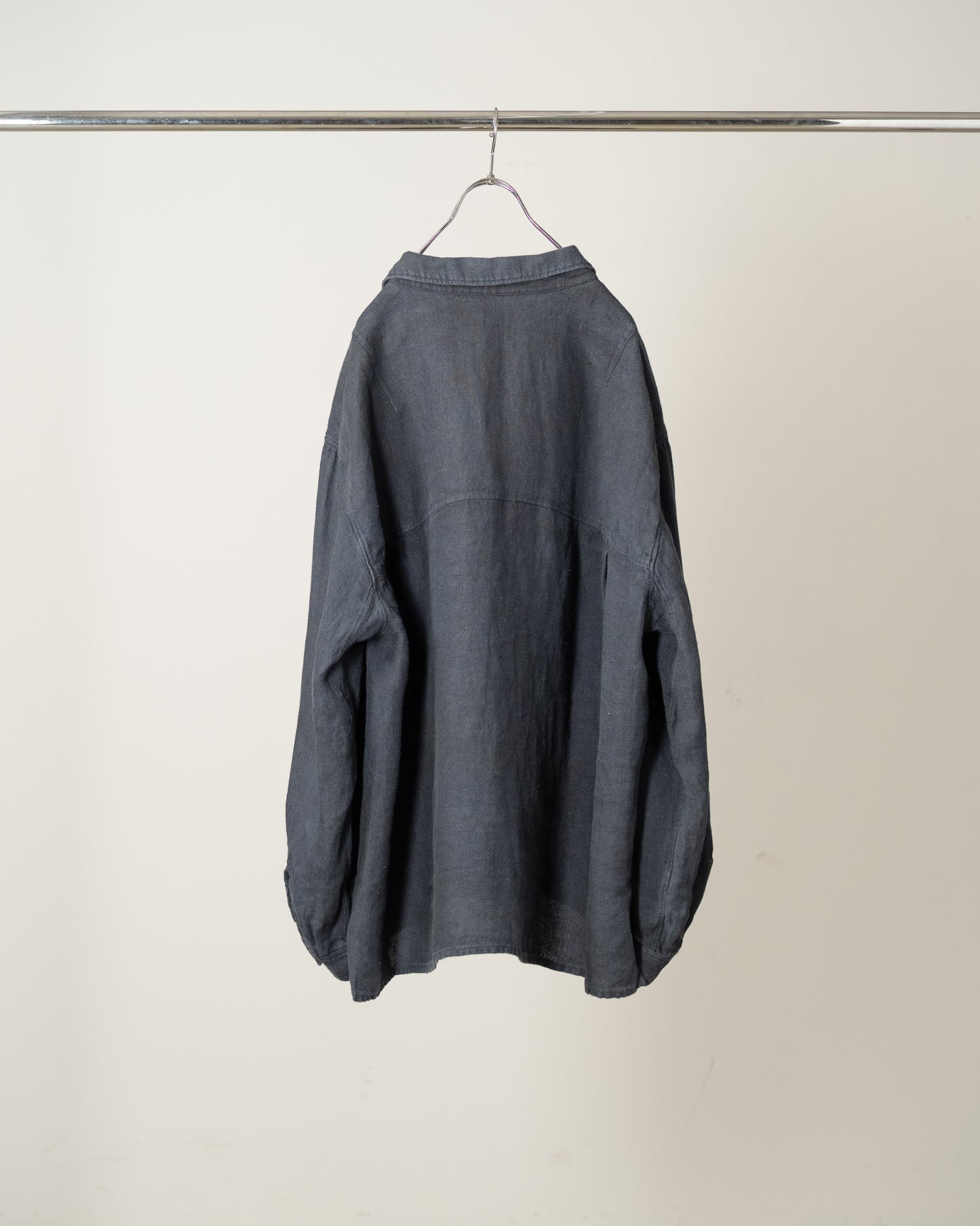 ANCELLM AGING LINEN CROSS-LINE SHIRT