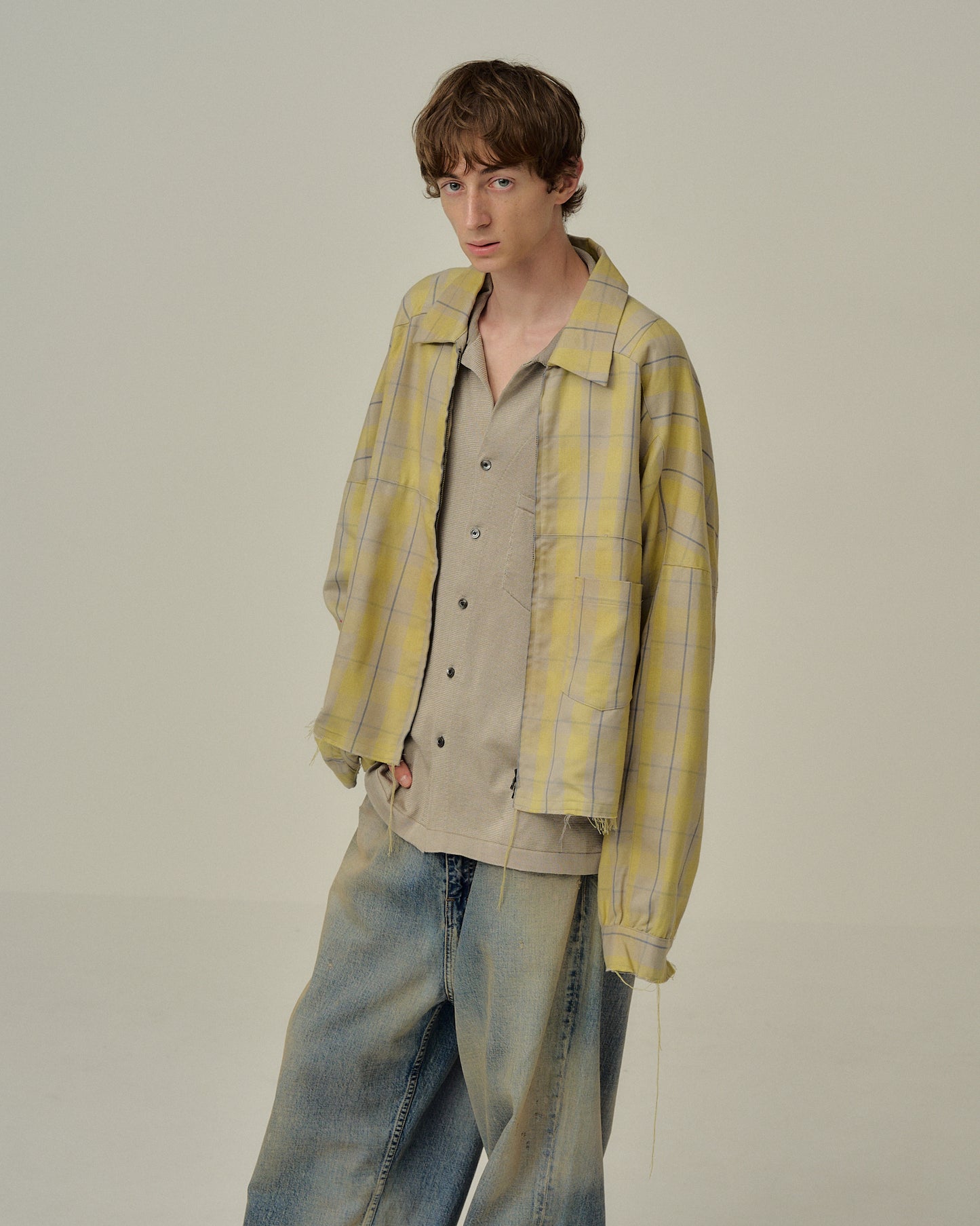 C/R CHECK SHORT ZIPUP SHIRT JACKET