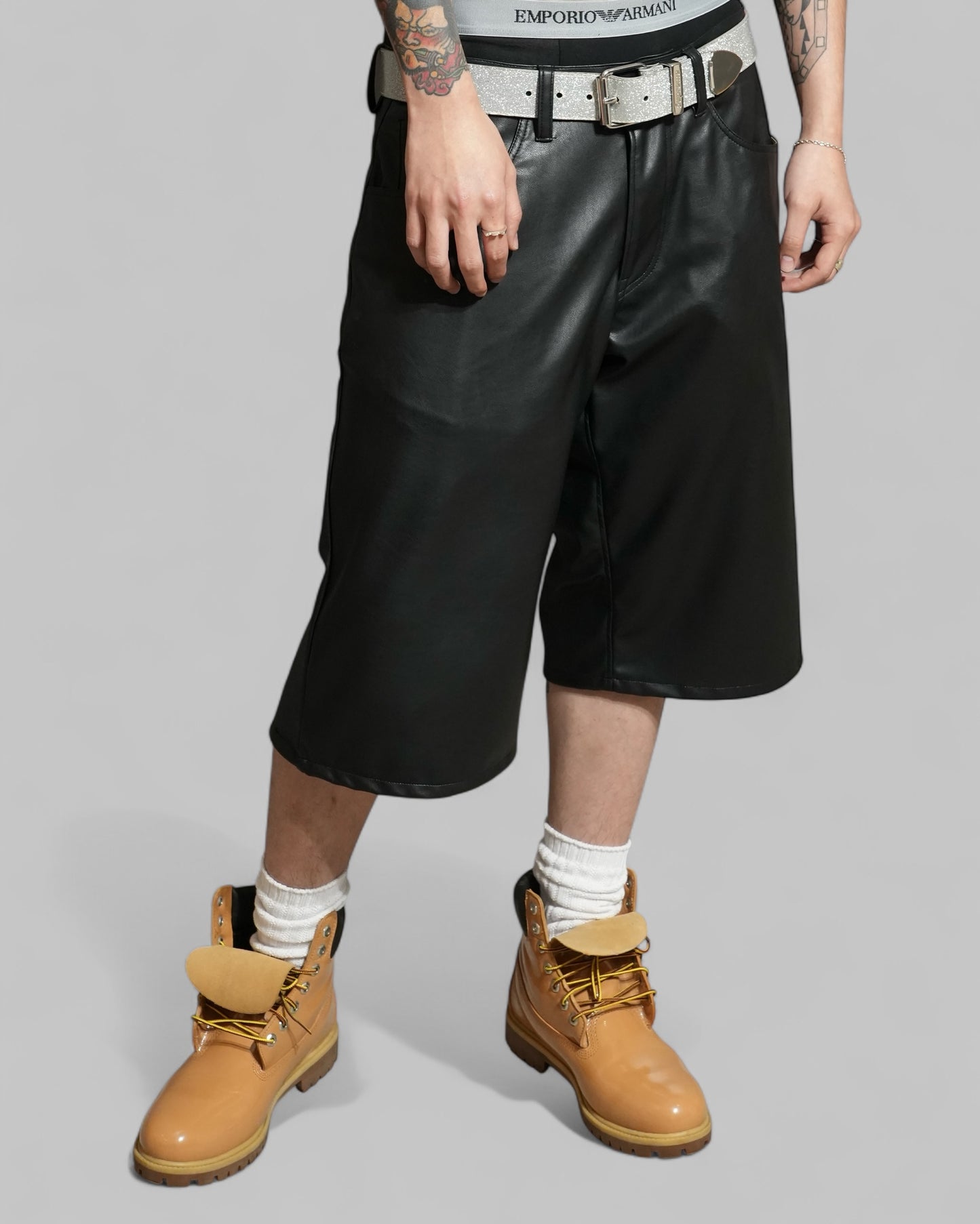 SYNTHETIC LEATHER SHORTS
