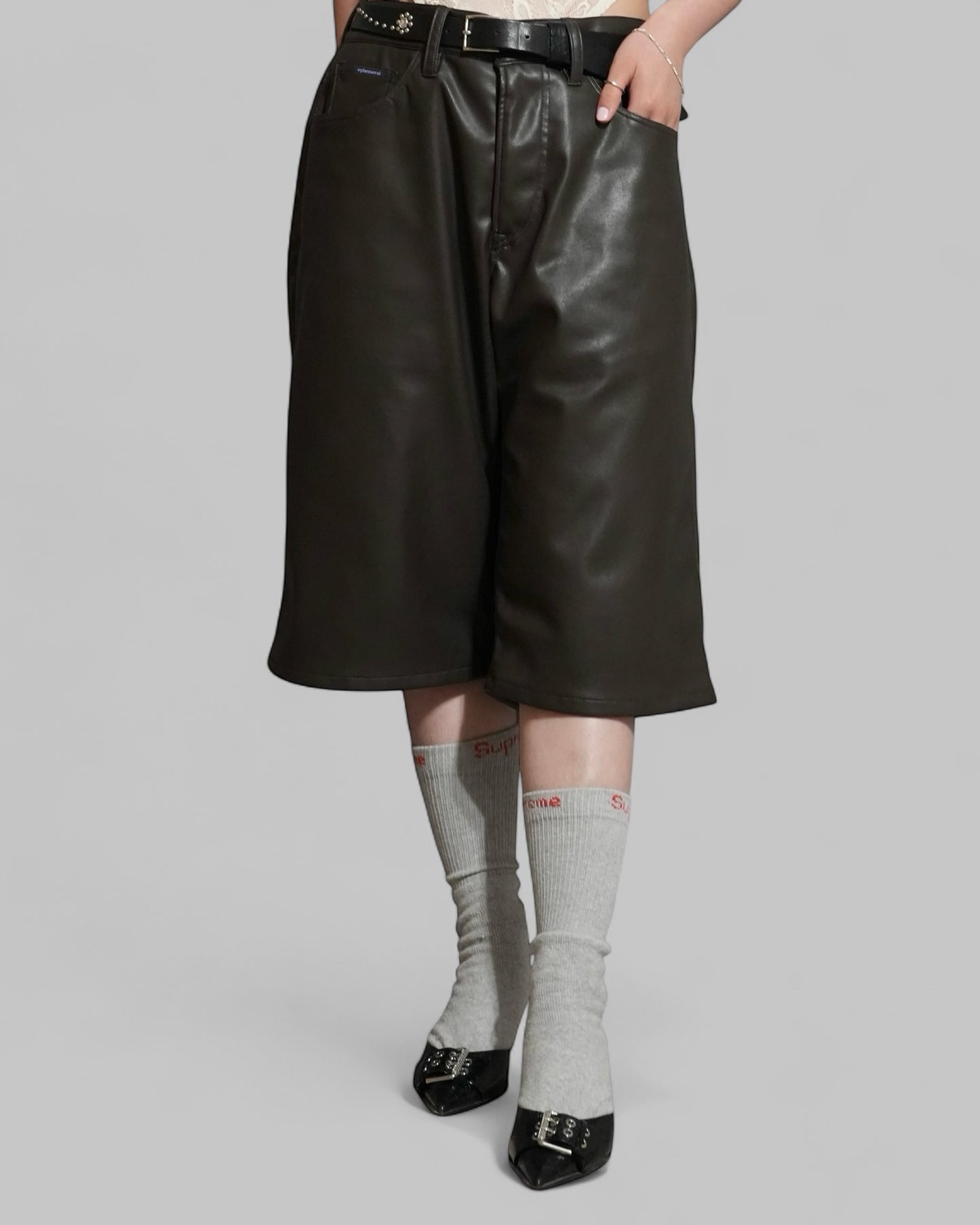 SYNTHETIC LEATHER SHORTS