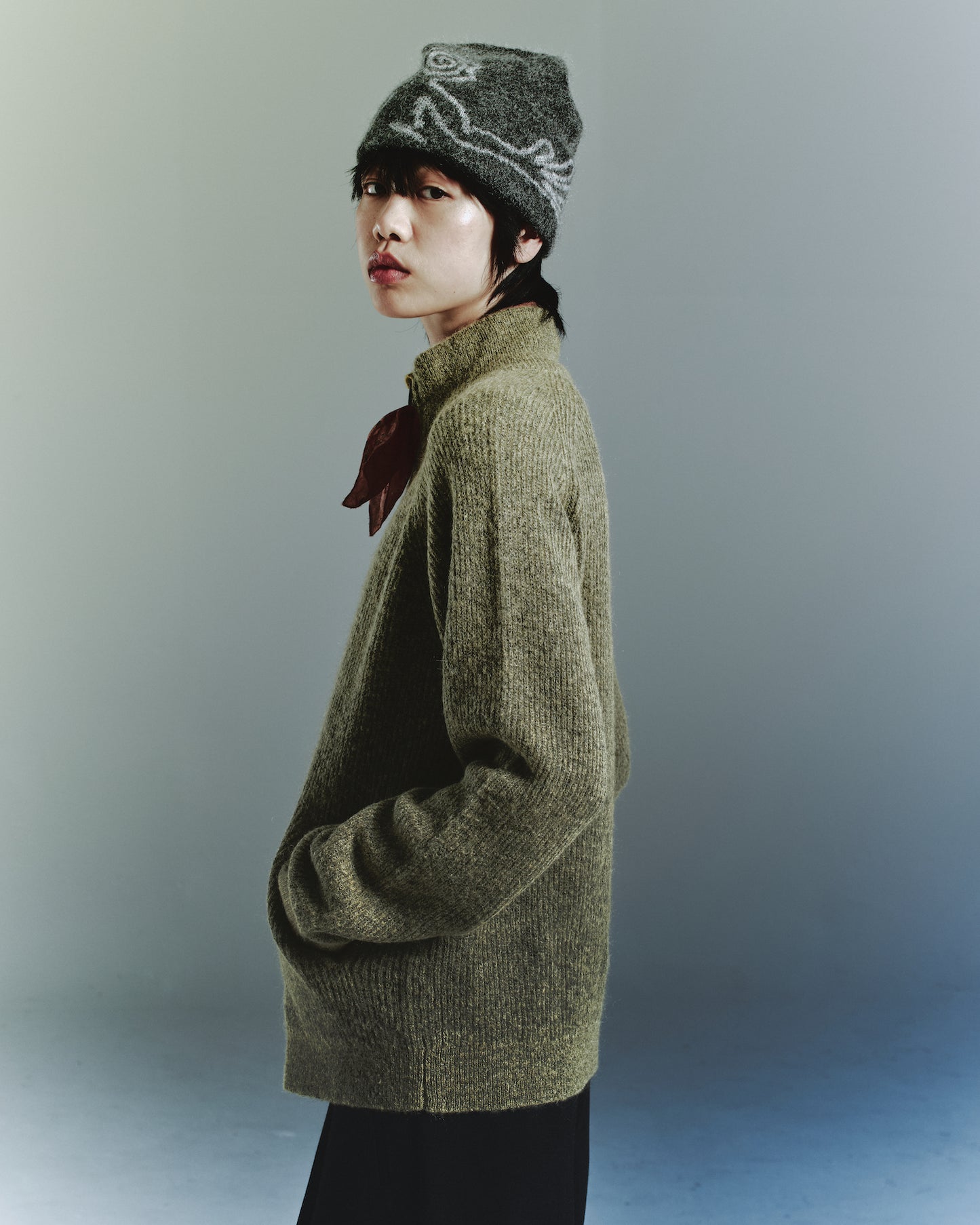 ESSENCE MOHAIR MIXED KNIT TOP