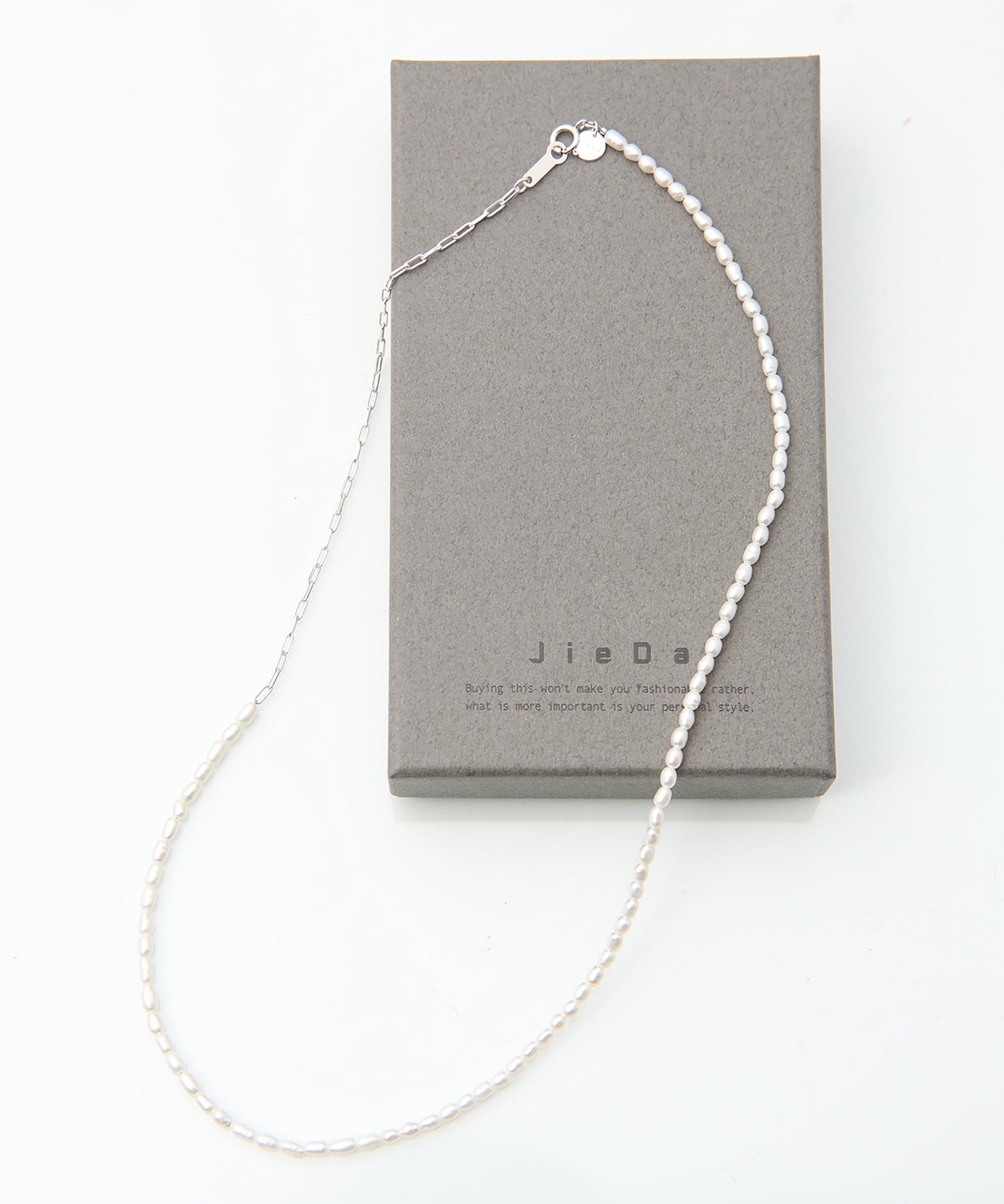 THIN PEARL SWITCHING NECKLACE (925 SILVER)