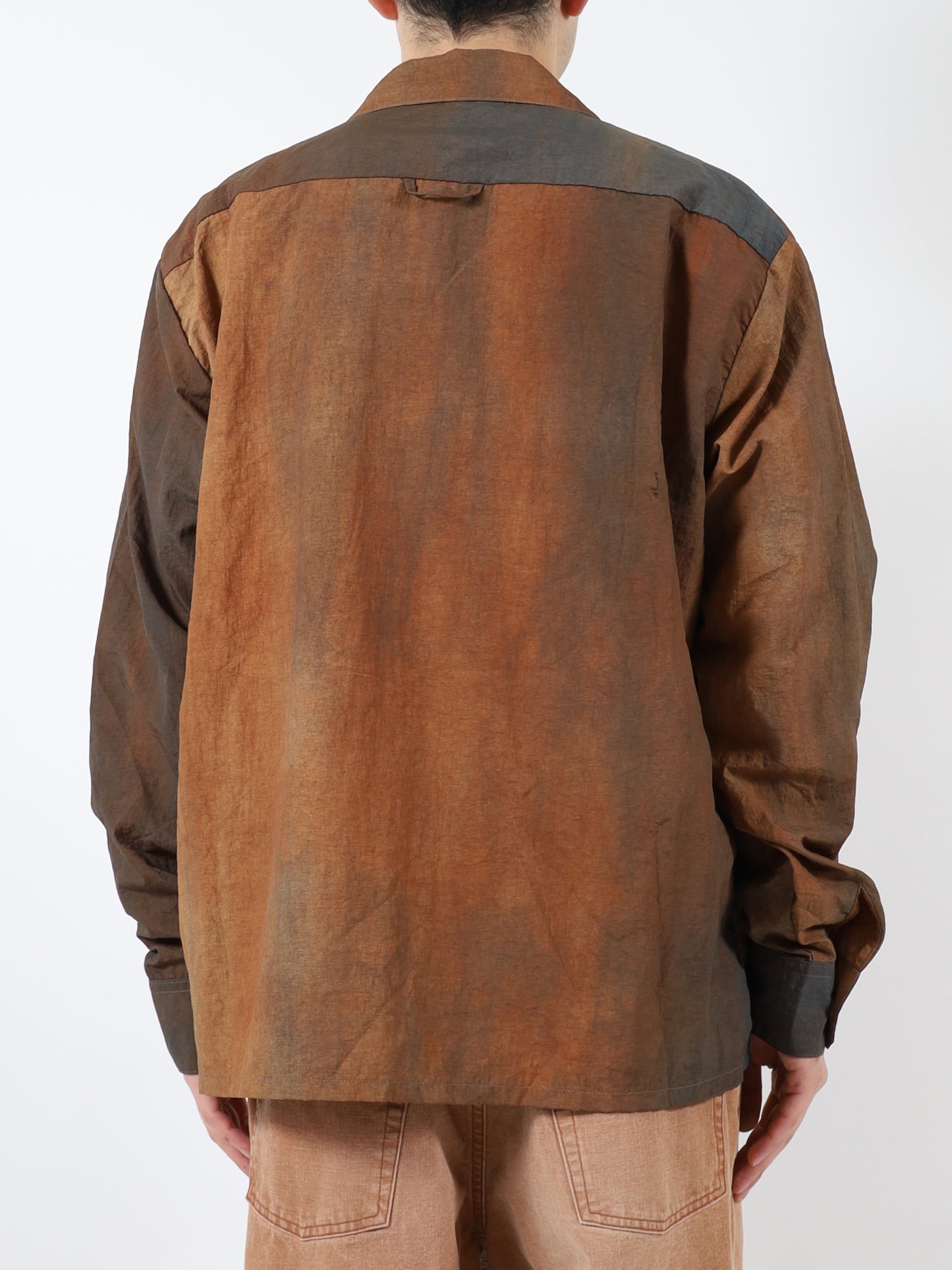 Dyed nylon open collar shirt