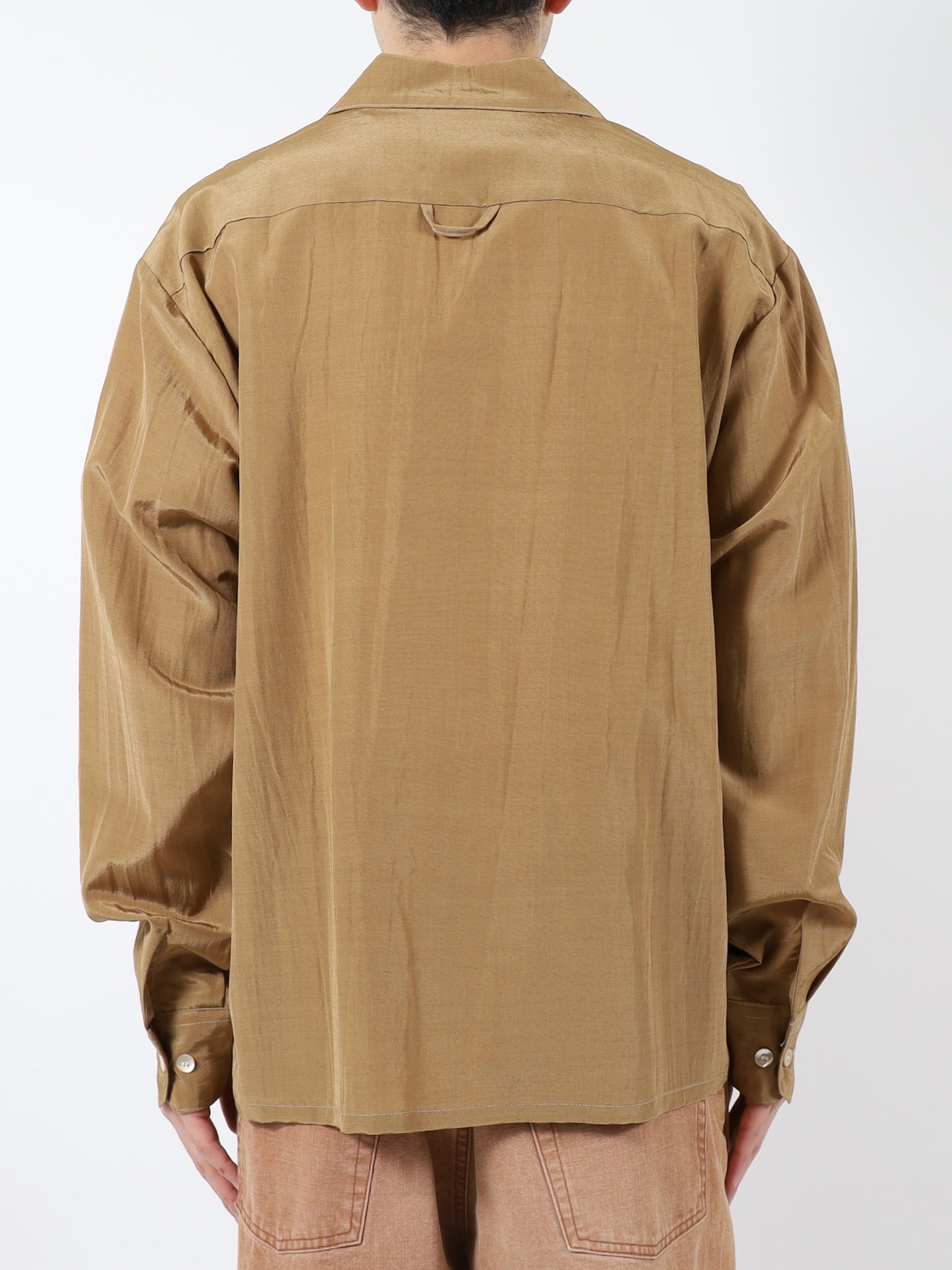 Rayon wool open collar shirt