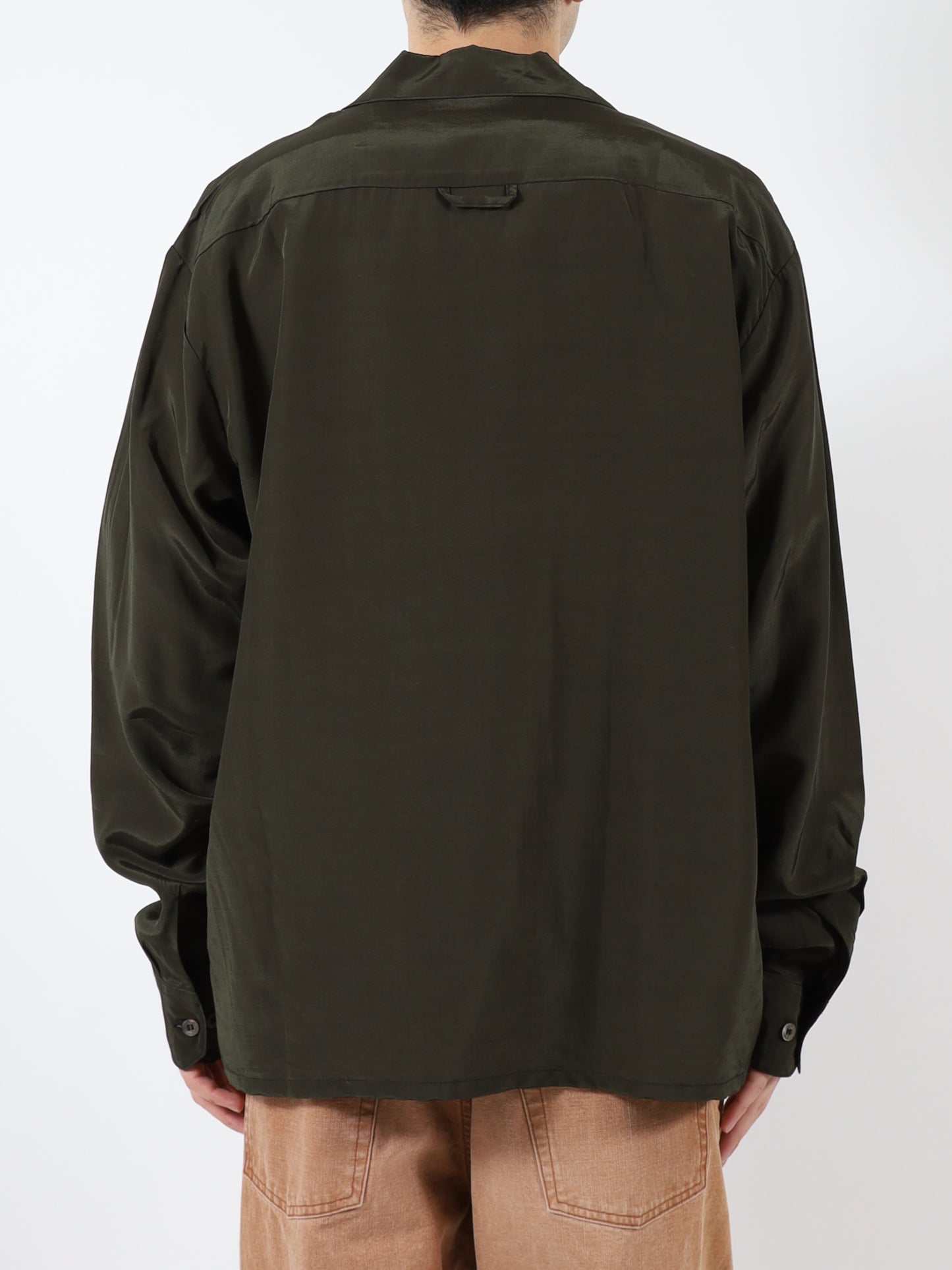 Rayon wool open collar shirt