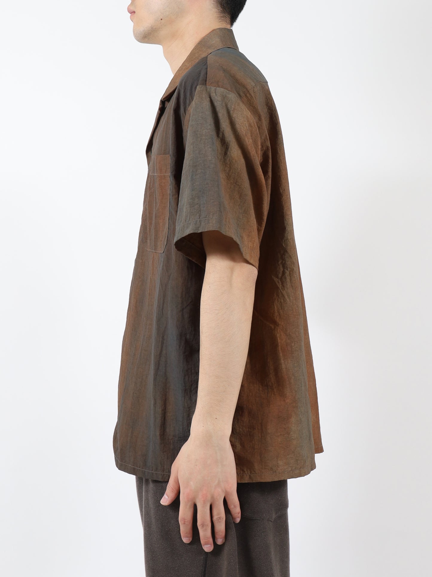 DYED NYLON OPEN COLLAR SHIRT S/S