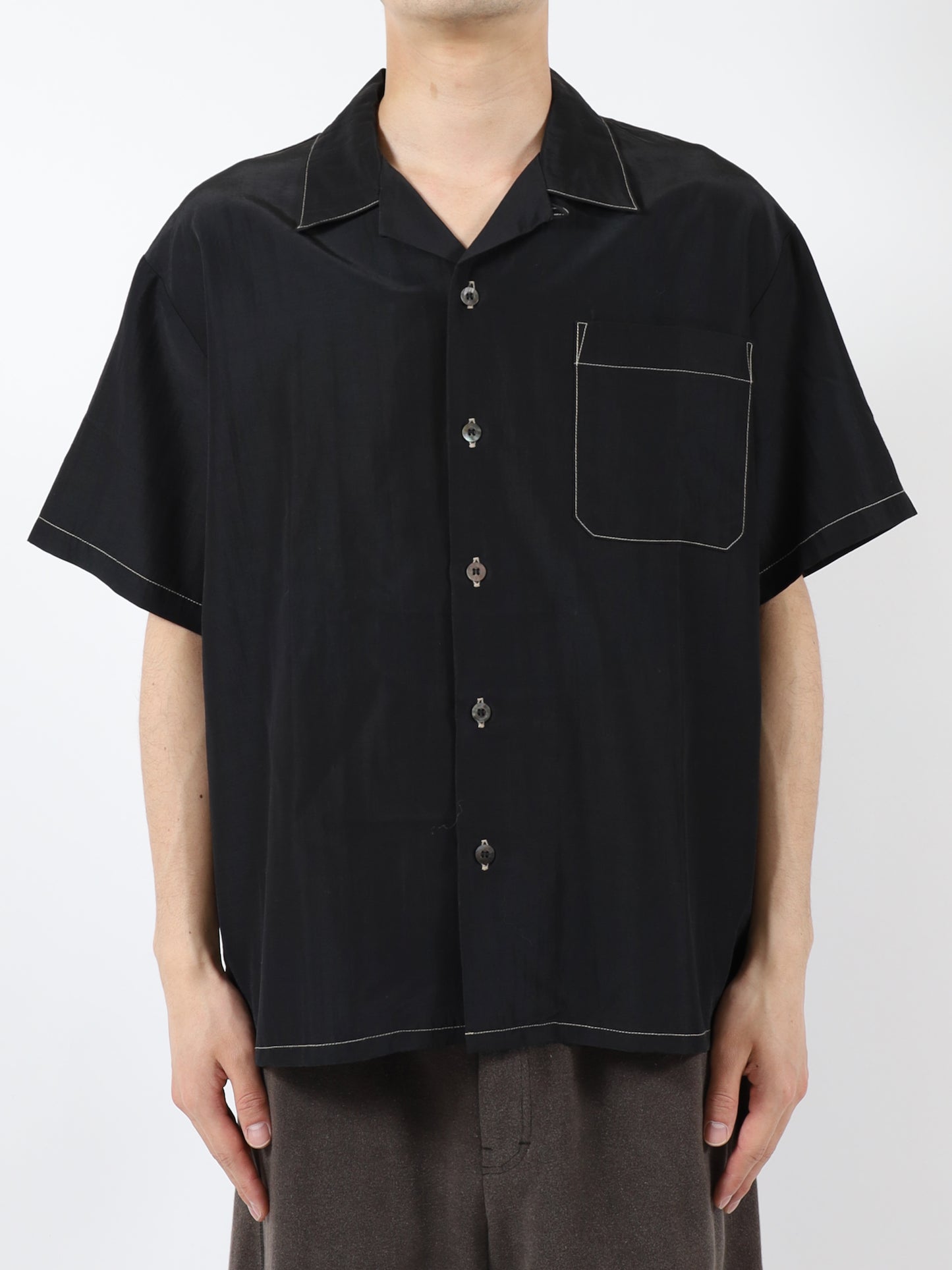RAYON WOOL OPEN COLLAR SHIRT S/S