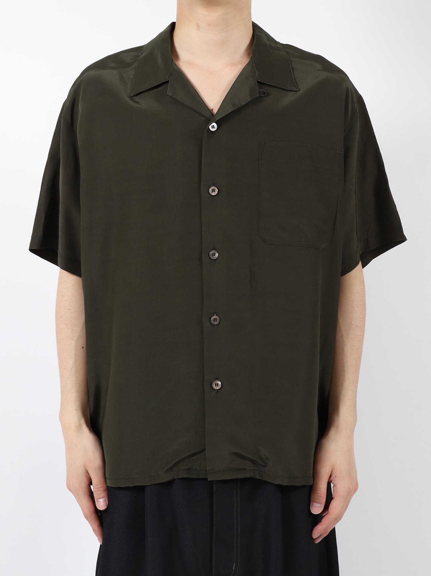 RAYON WOOL OPEN COLLAR SHIRT S/S