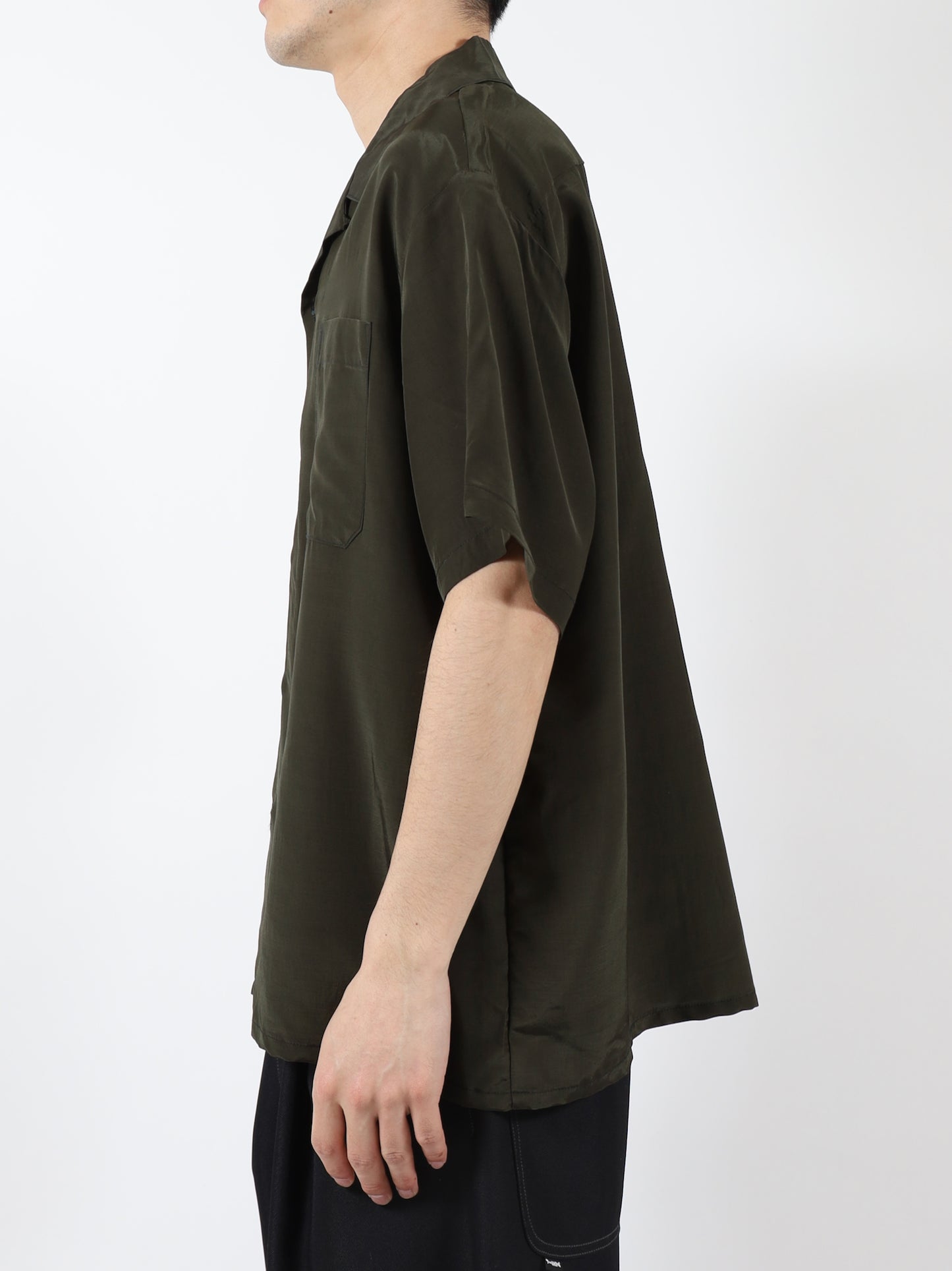 RAYON WOOL OPEN COLLAR SHIRT S/S