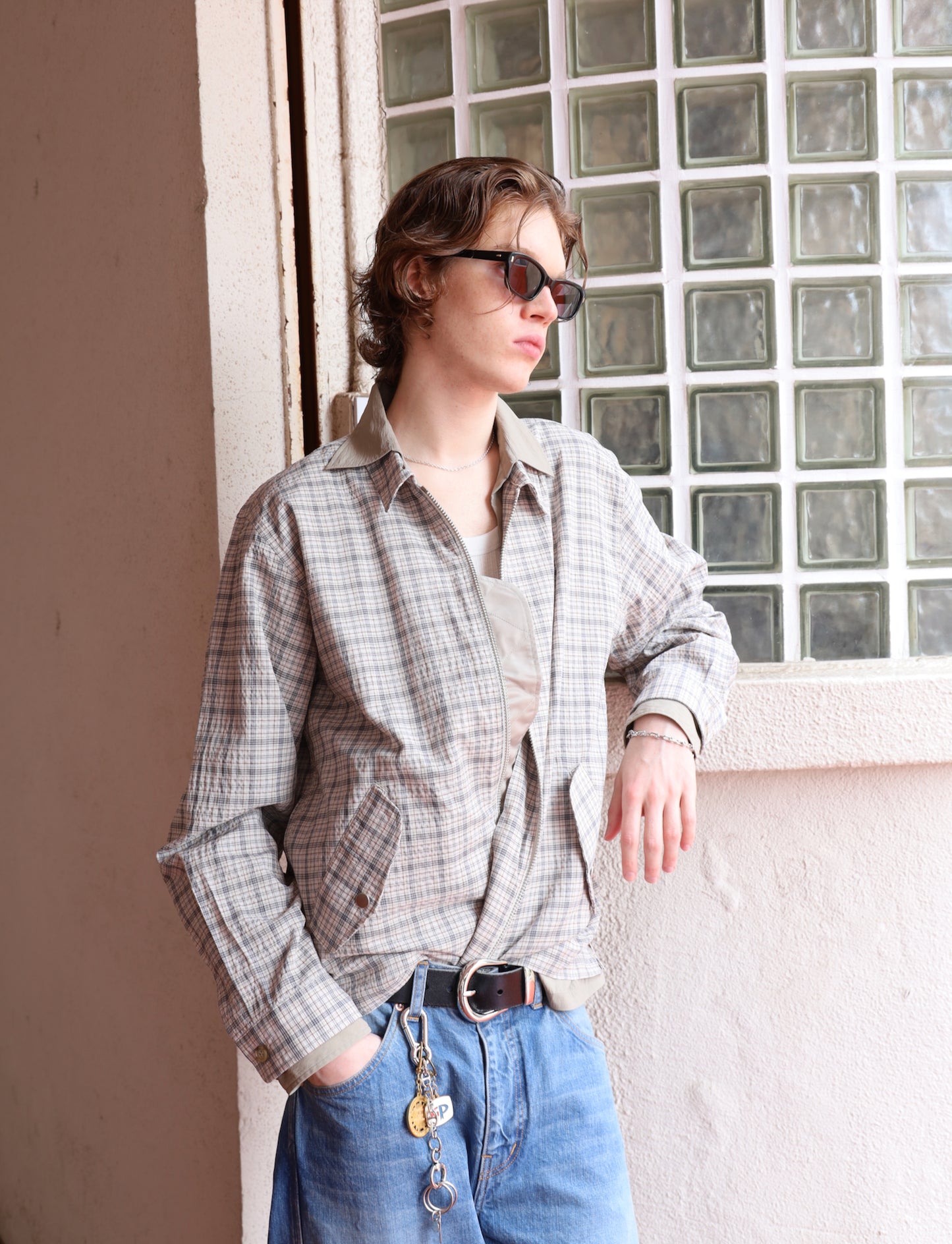 JIEDA SEERSUCKER ZIP SHIRT