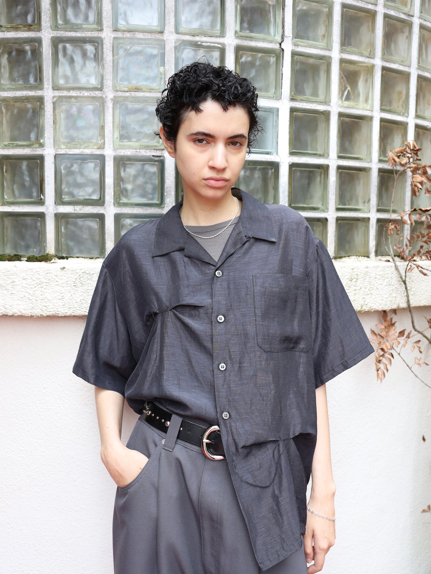 JIEDA HAND STITCH OPEN COLLAR SHIRT S/S