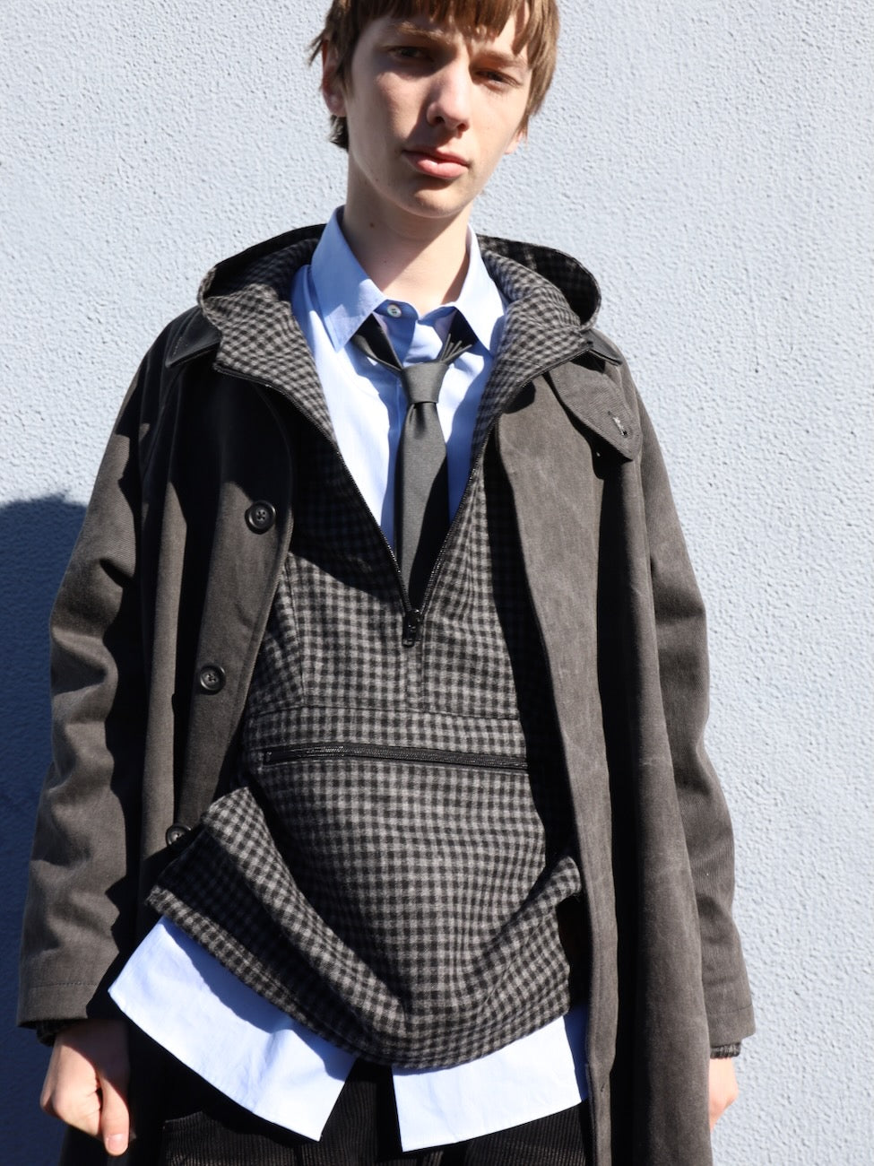 CHECK PULLOVER PARKA