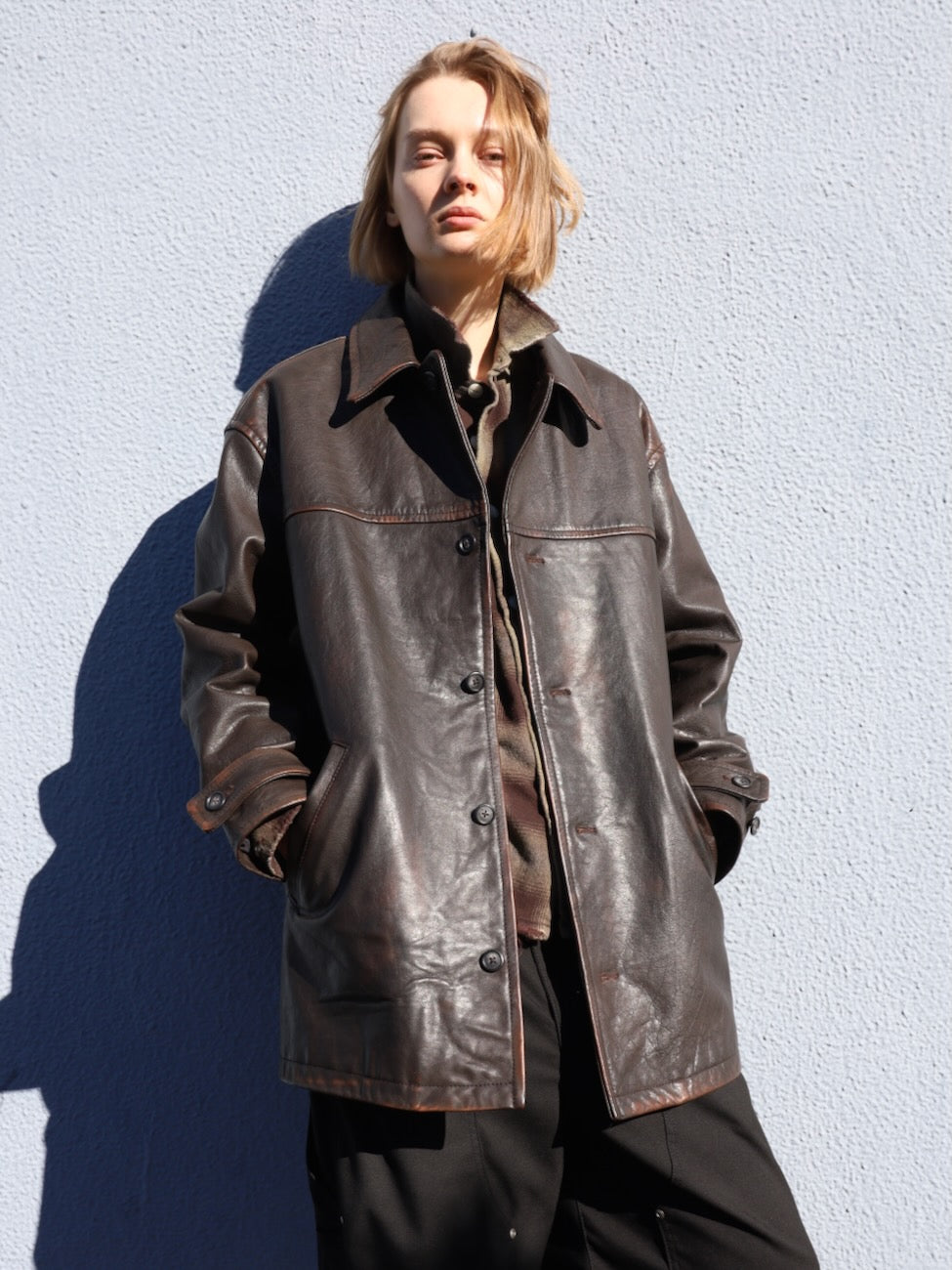 LEATHER CAR COAT