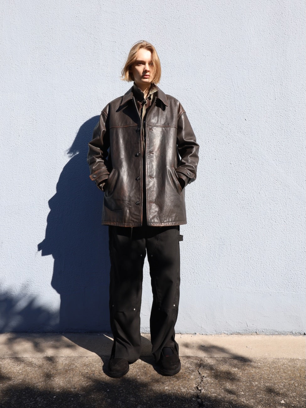 LEATHER CAR COAT