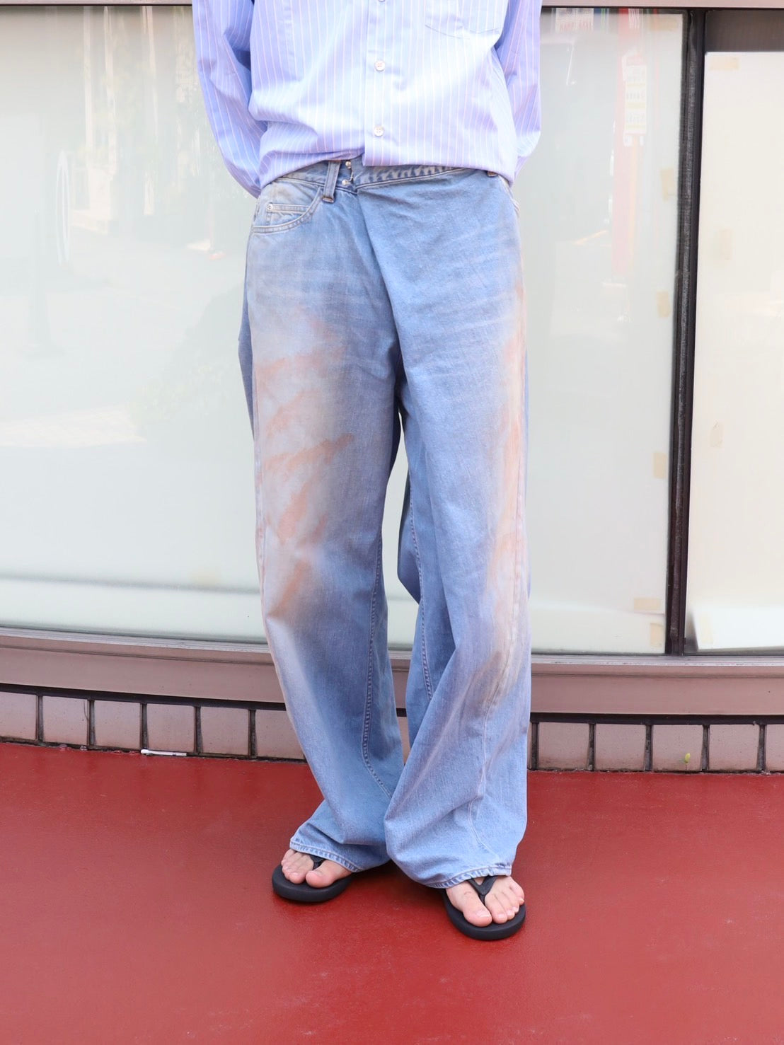 OVER WRAP DENIM PANTS