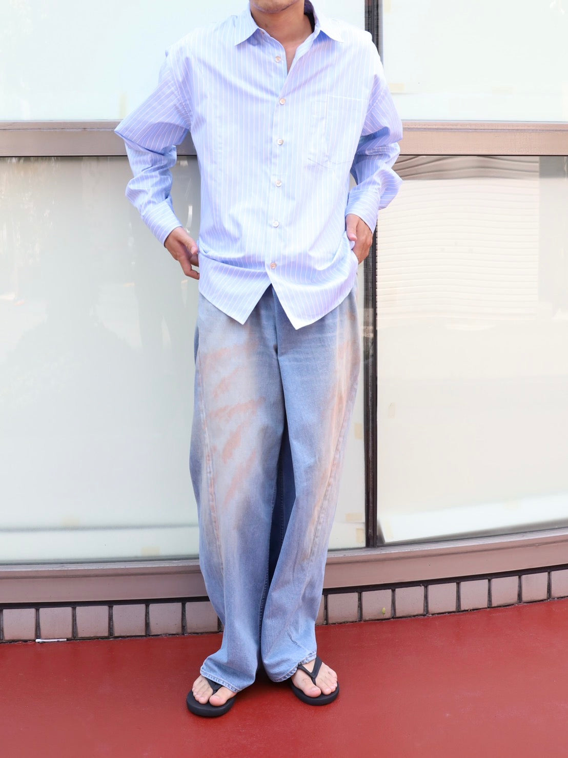 OVER WRAP DENIM PANTS