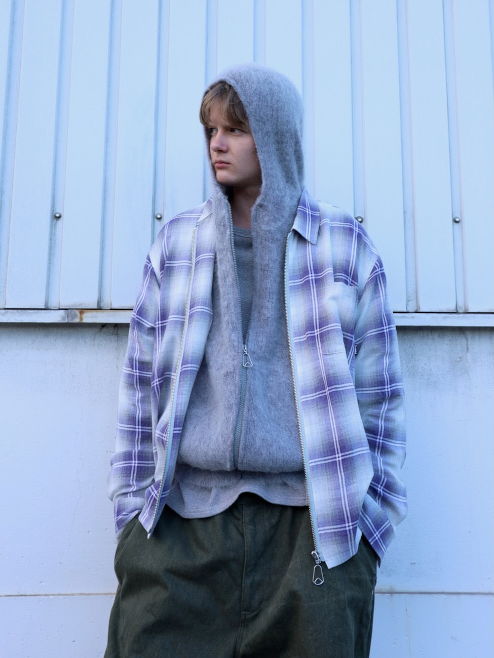 OMBRE CHECK ZIP SHIRT